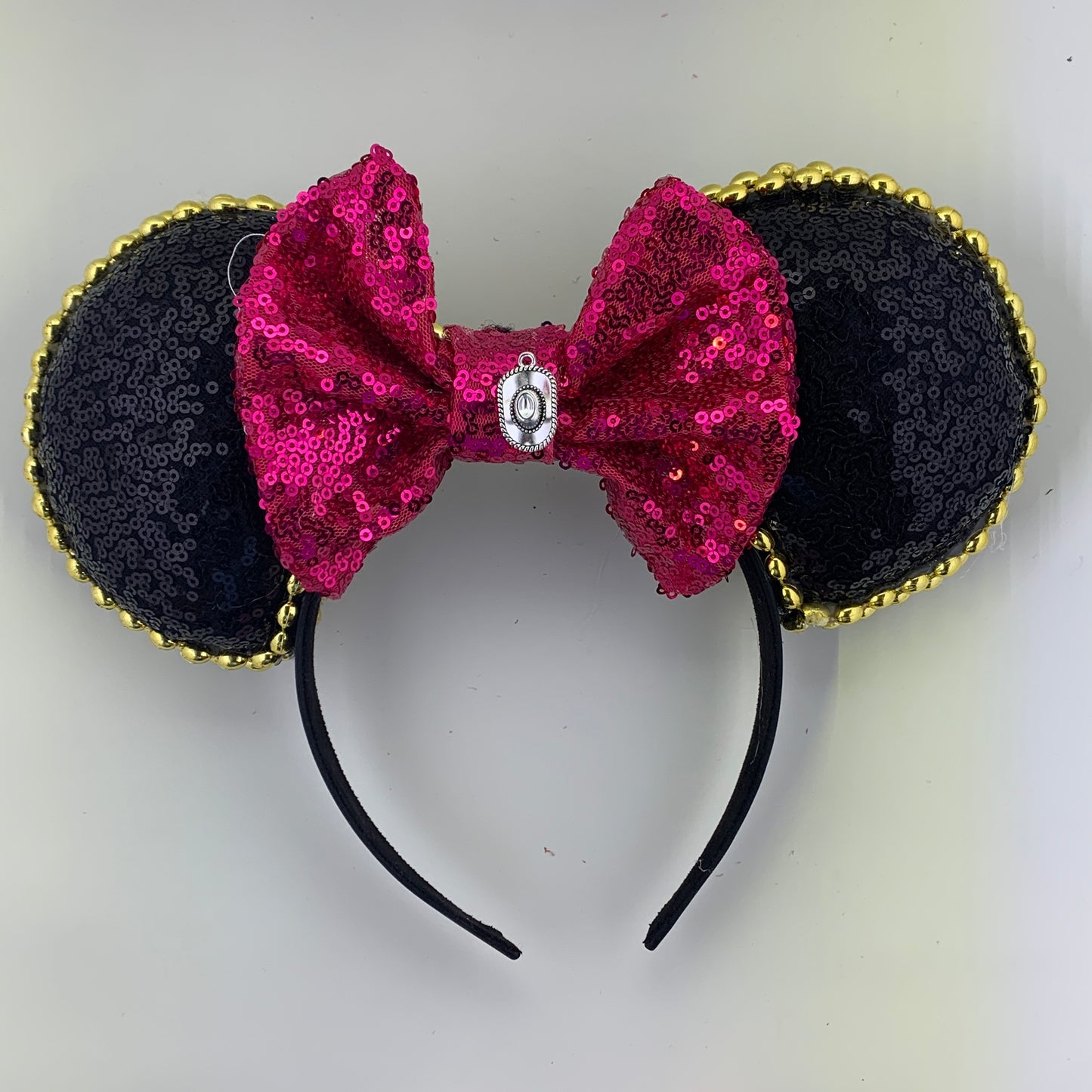 Sequin Ears For Dance Teams (Black Base | Gold Beads)