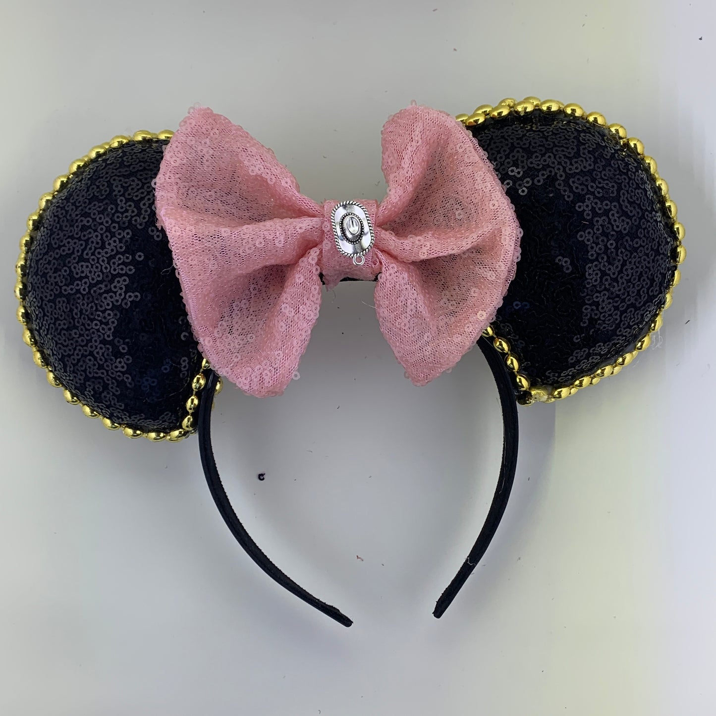 Sequin Ears For Dance Teams (Black Base | Gold Beads)