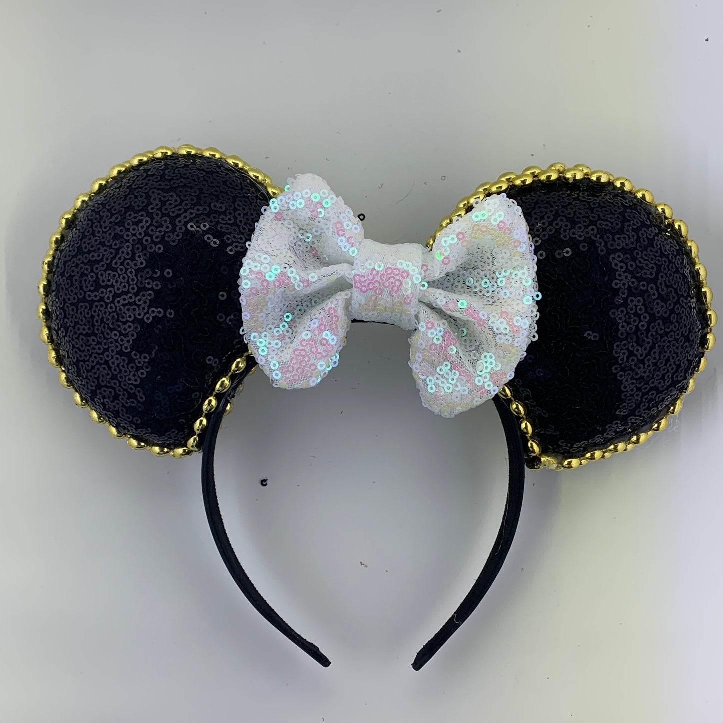 Sequin Ears For Dance Teams (Black Base | Gold Beads)
