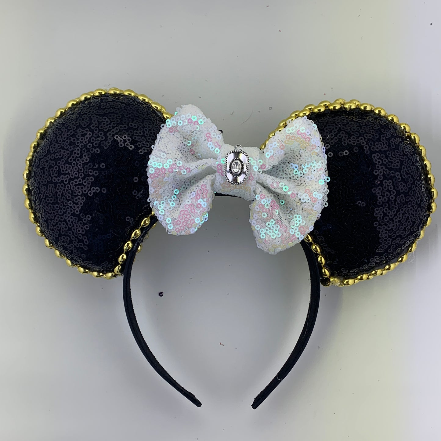 Sequin Ears For Dance Teams (Black Base | Gold Beads)
