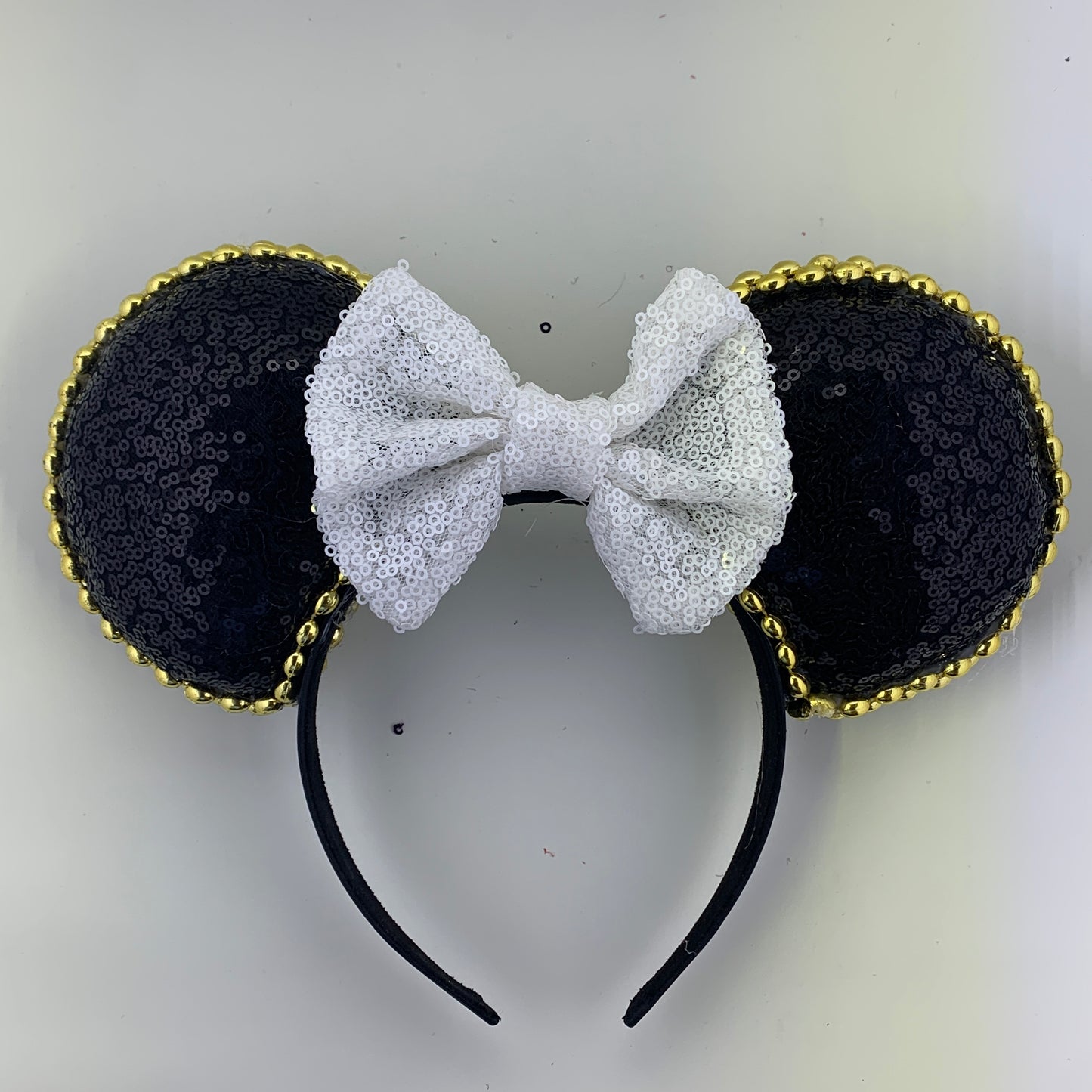 Sequin Ears For Dance Teams (Black Base | Gold Beads)