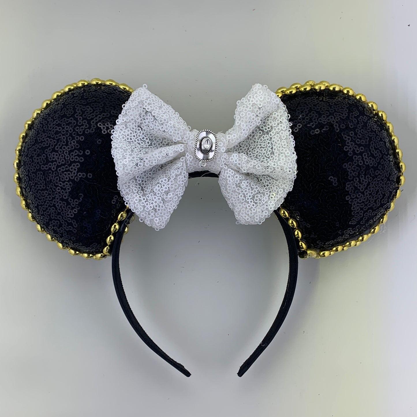 Sequin Ears For Dance Teams (Black Base | Gold Beads)