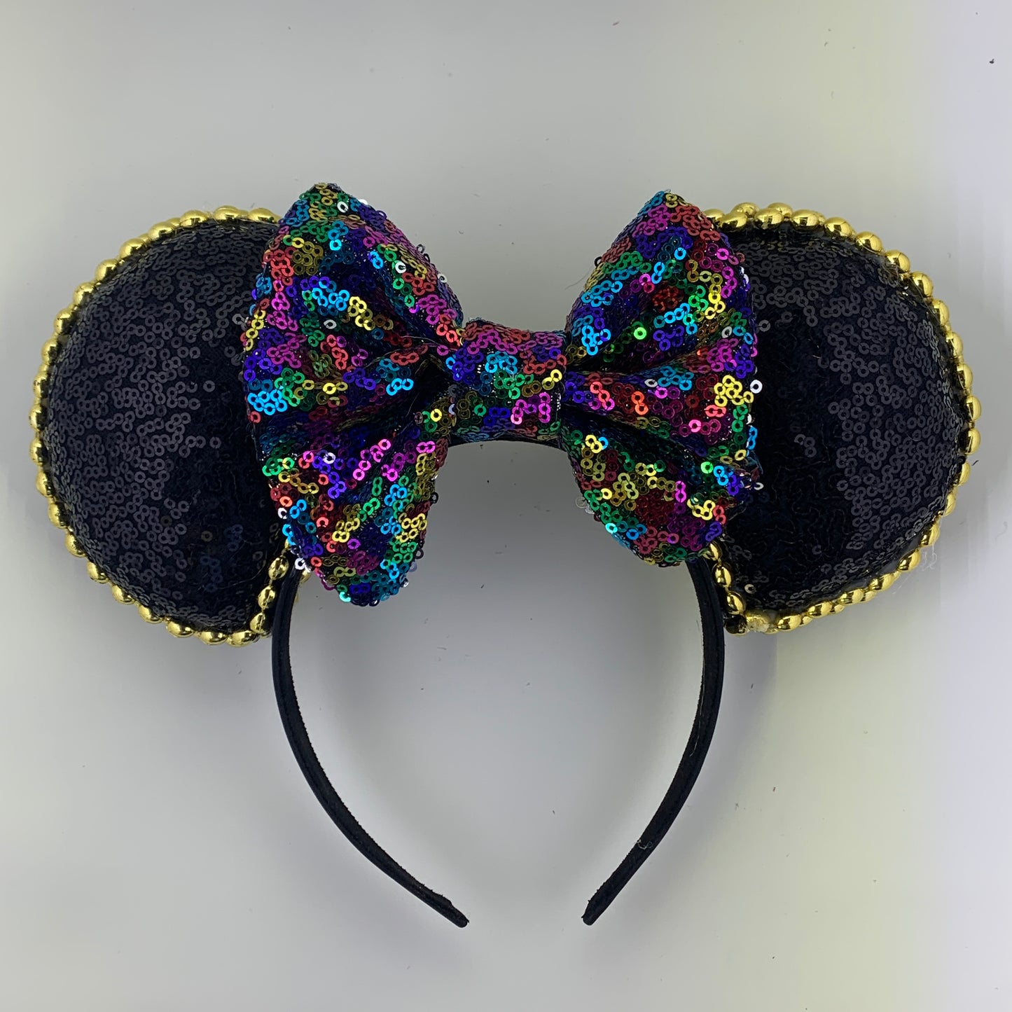 Sequin Ears For Dance Teams (Black Base | Gold Beads)