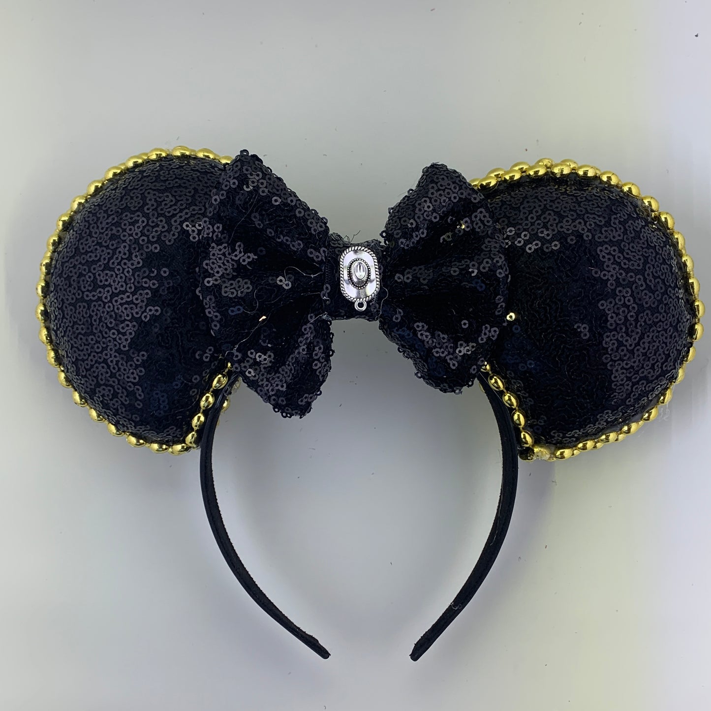 Sequin Ears For Dance Teams (Black Base | Gold Beads)