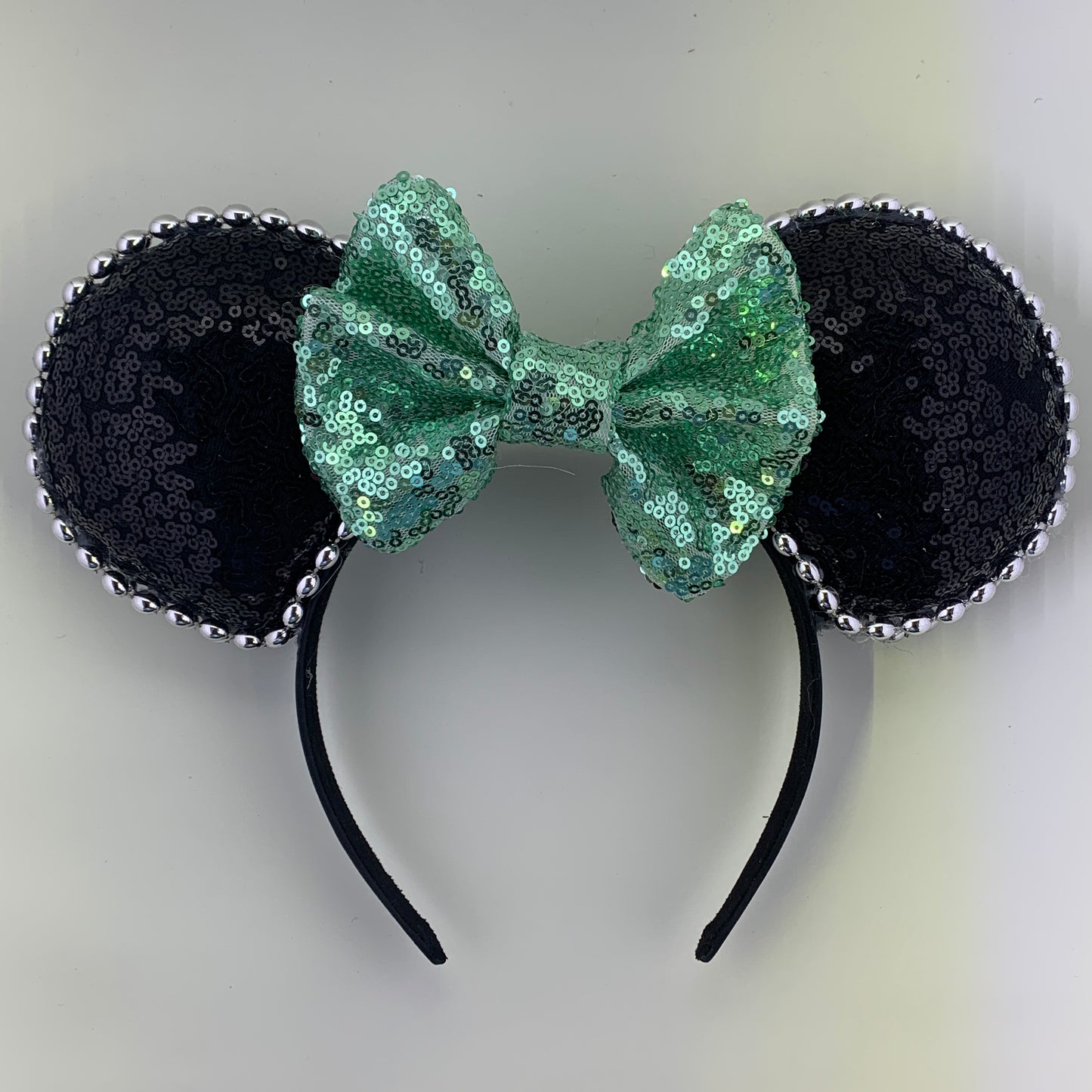 Sequin Ears For Dance Teams (Black Base | Silver Beads)