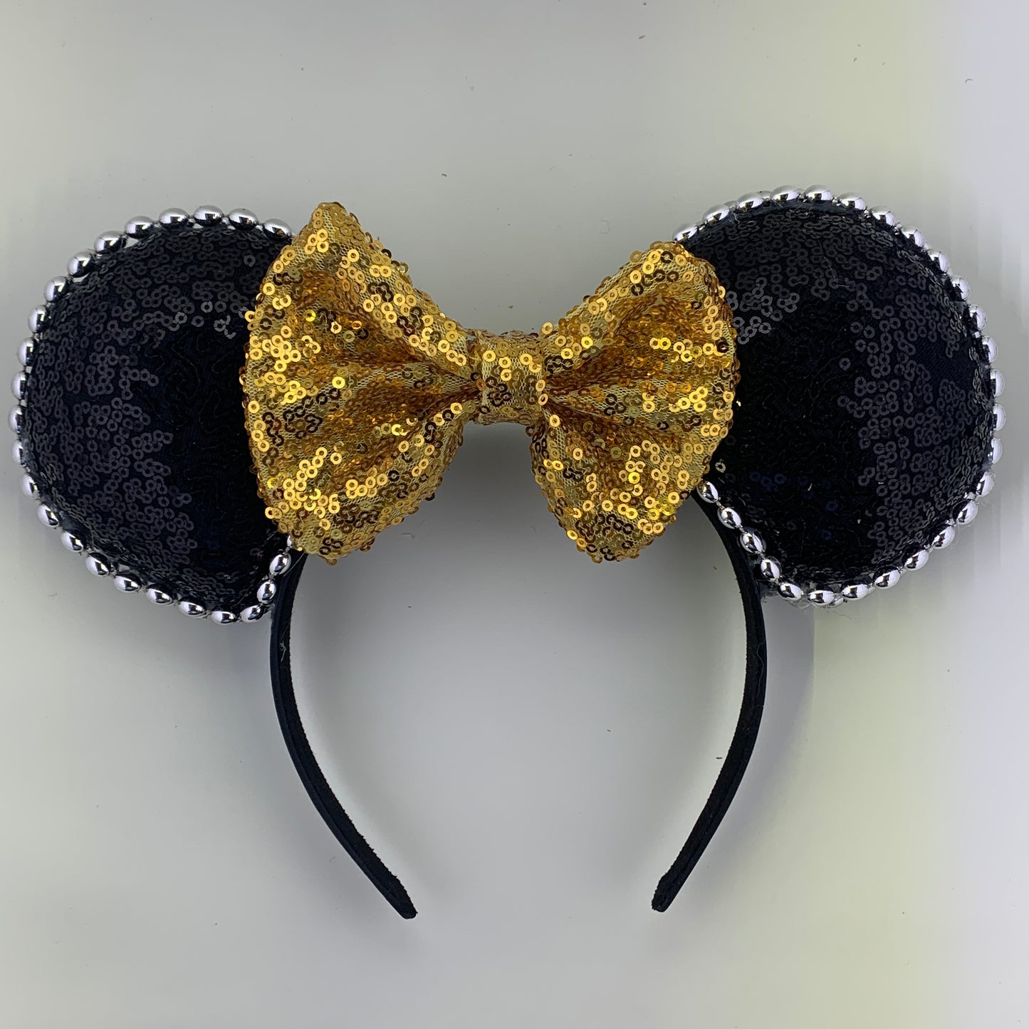 Sequin Ears For Dance Teams (Black Base | Silver Beads)