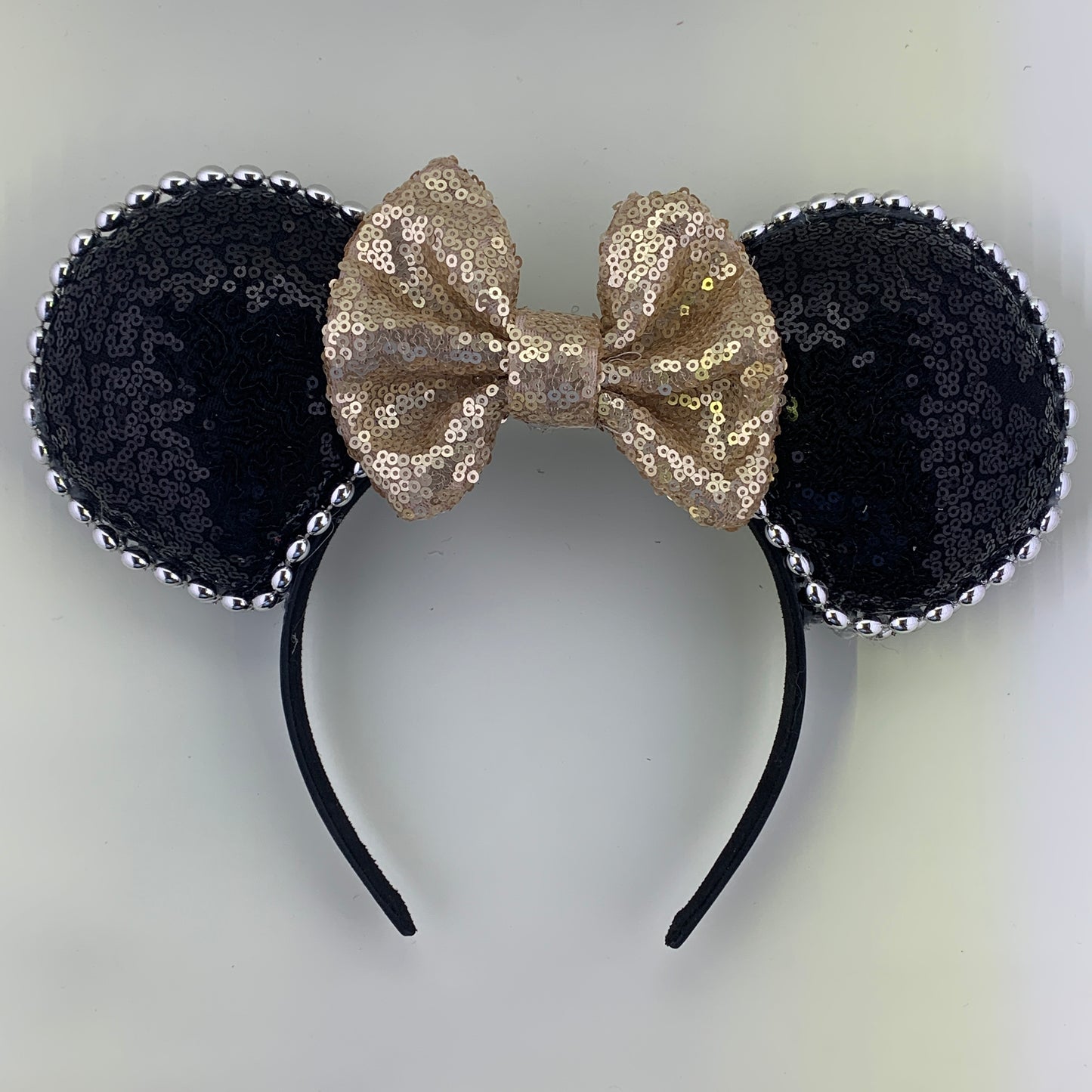 Sequin Ears For Dance Teams (Black Base | Silver Beads)