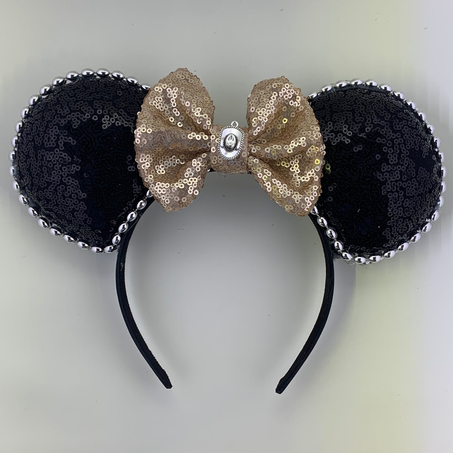 Sequin Ears For Dance Teams (Black Base | Silver Beads)