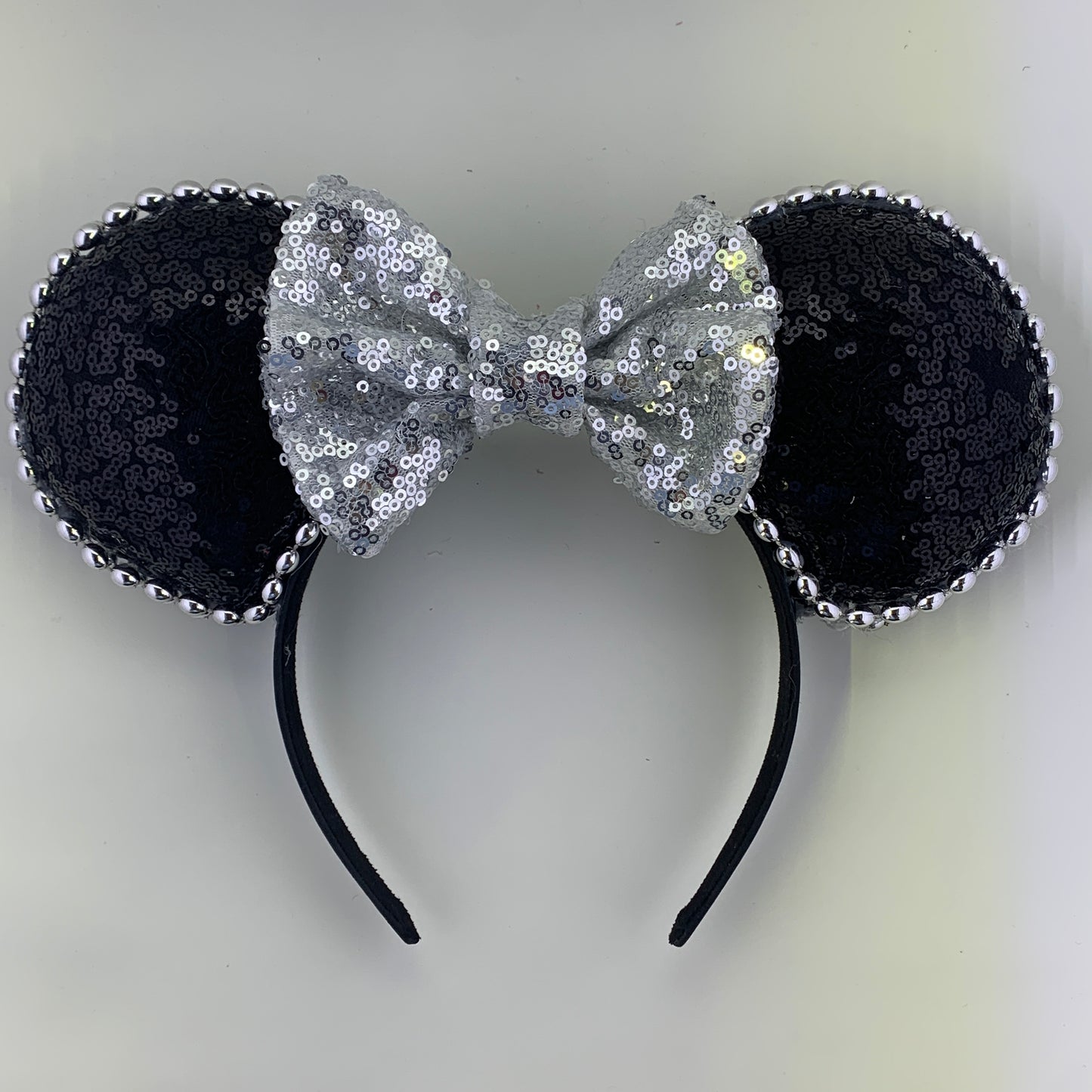 Sequin Ears For Dance Teams (Black Base | Silver Beads)