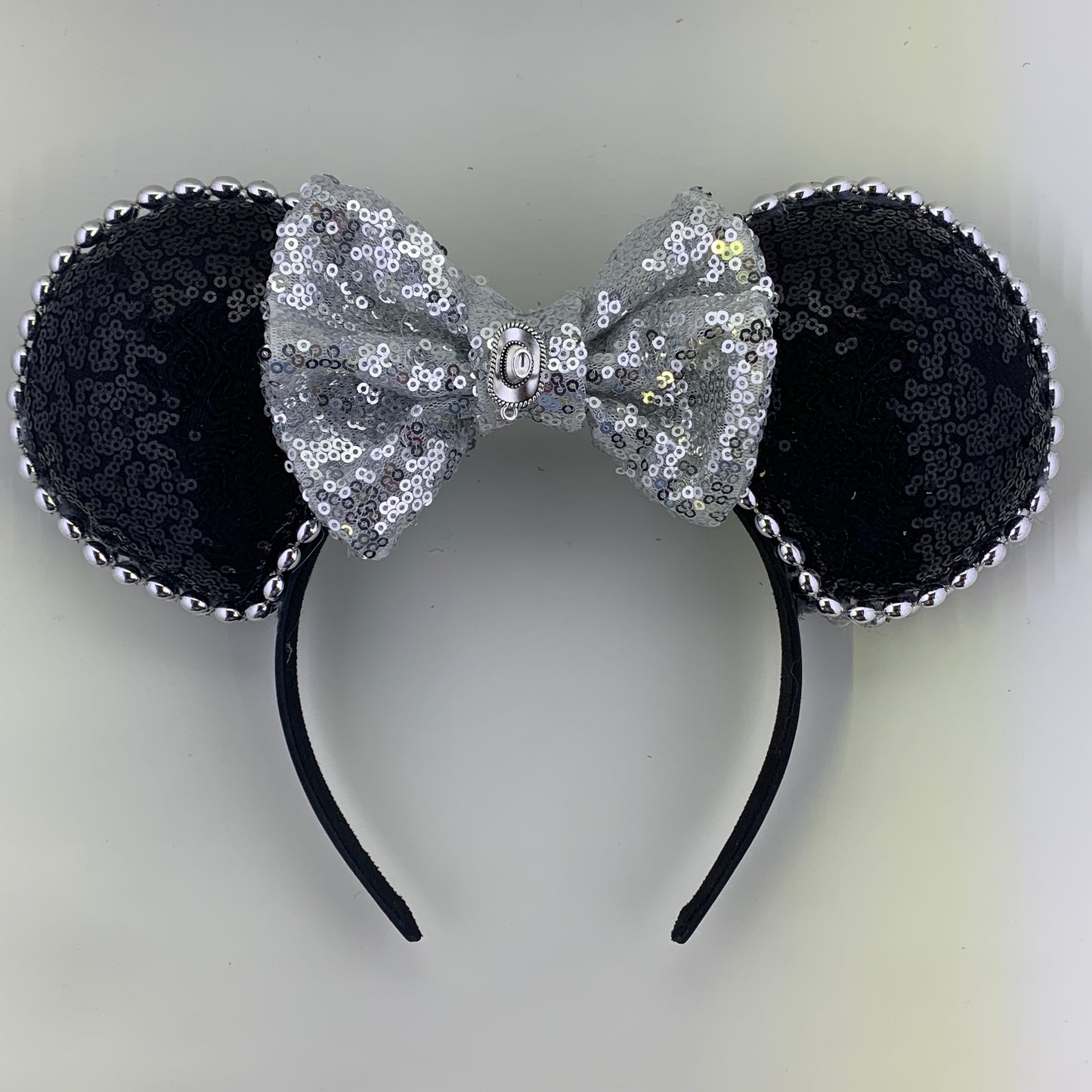 Sequin Ears For Dance Teams (Black Base | Silver Beads)