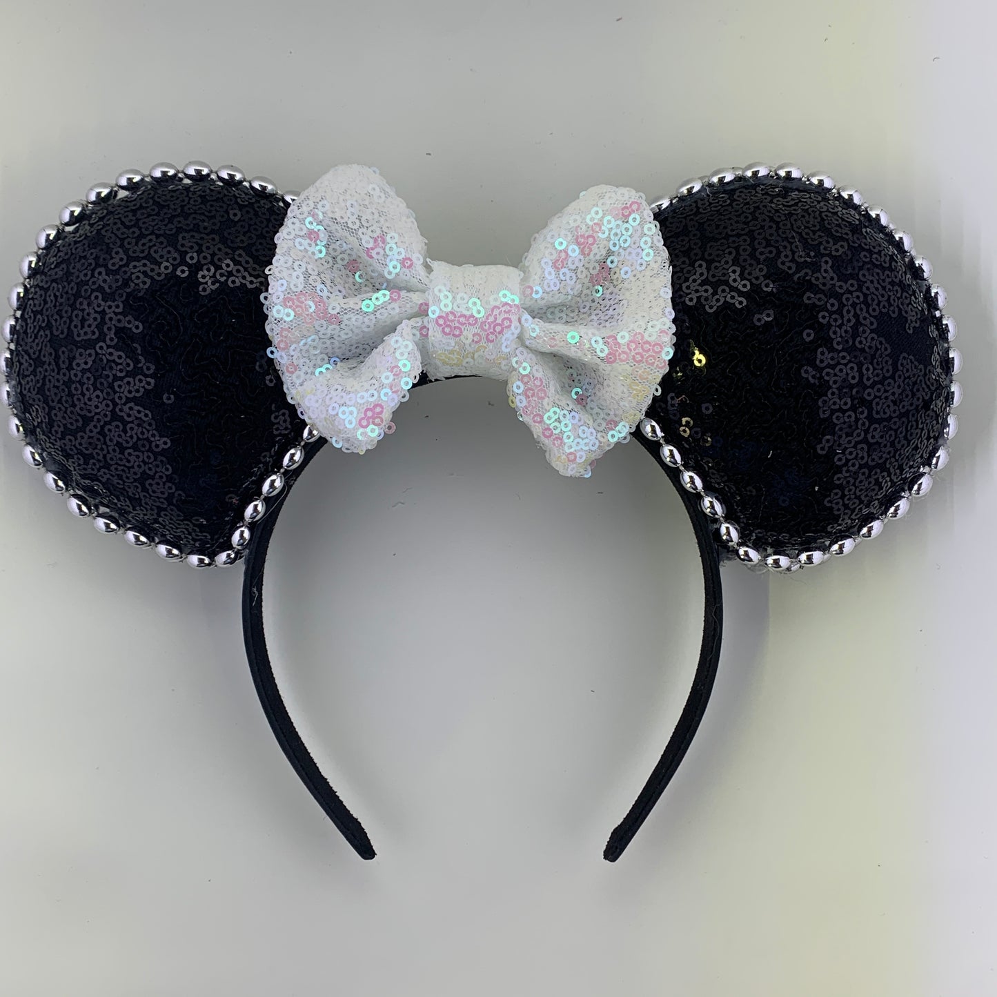 Sequin Ears For Dance Teams (Black Base | Silver Beads)