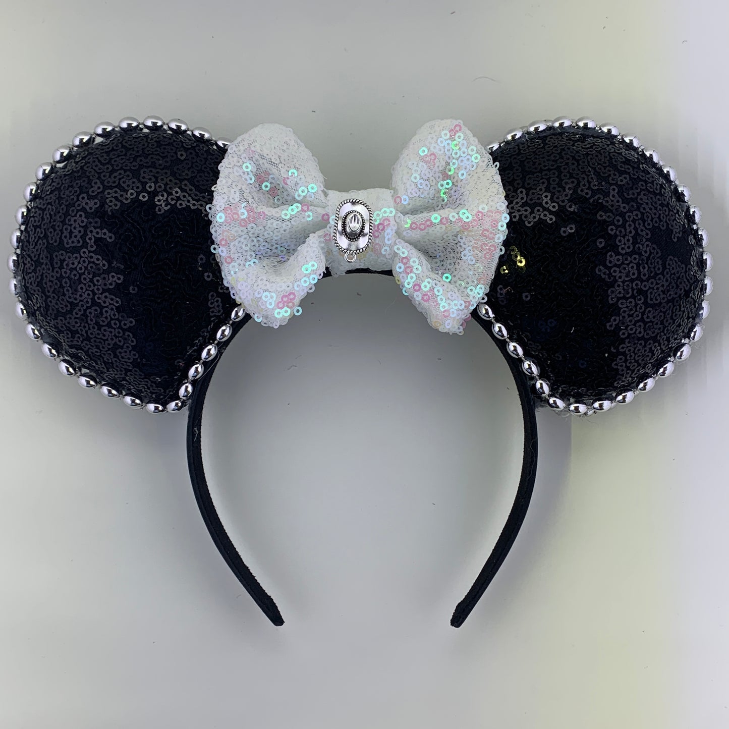 Sequin Ears For Dance Teams (Black Base | Silver Beads)
