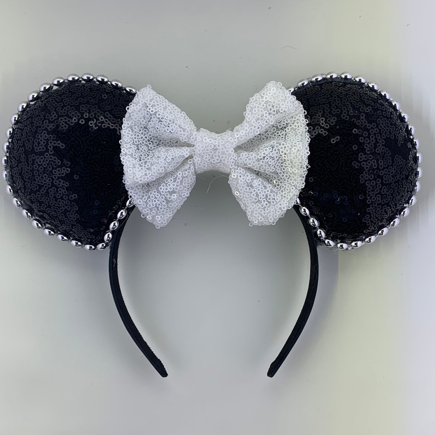 Sequin Ears For Dance Teams (Black Base | Silver Beads)