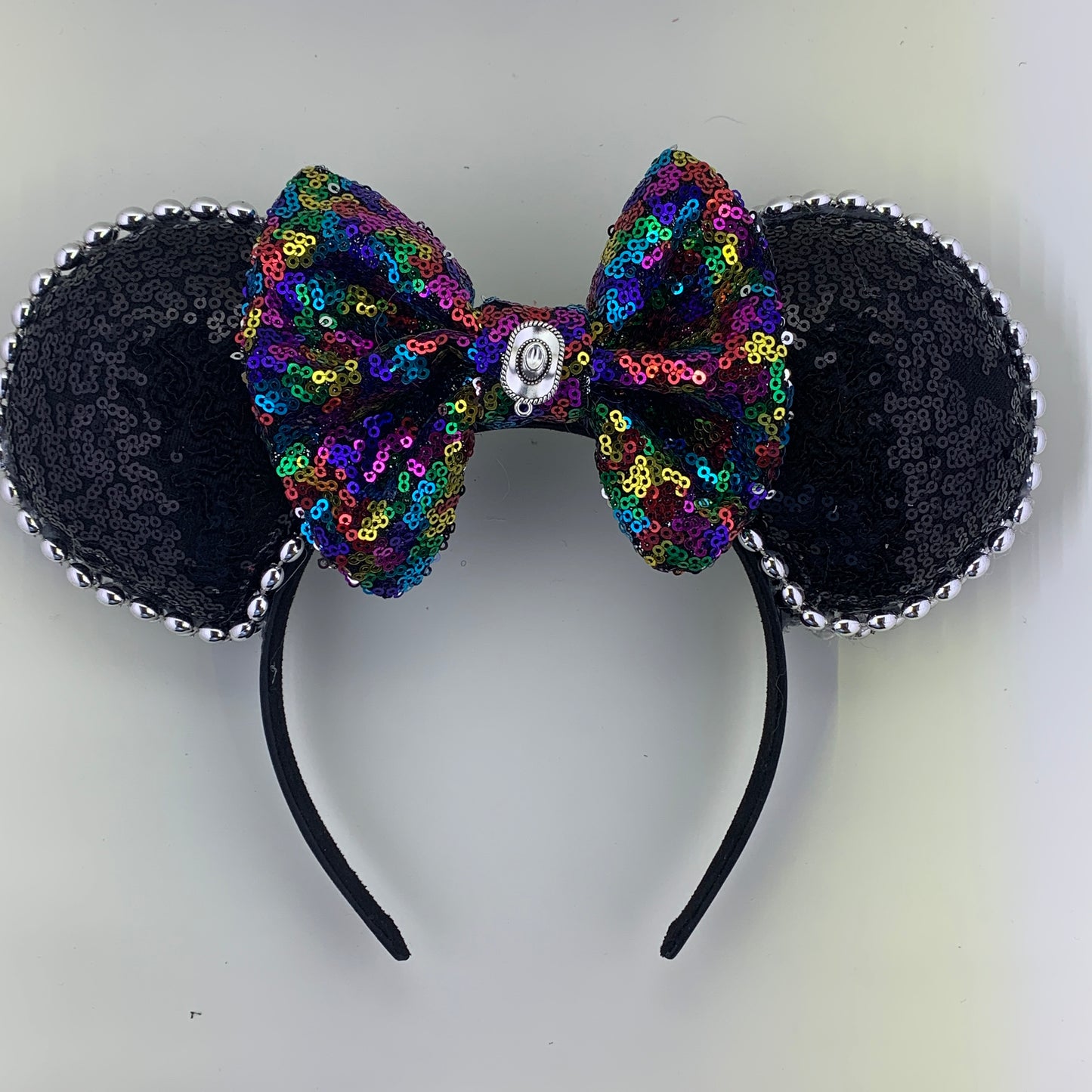 Sequin Ears For Dance Teams (Black Base | Silver Beads)