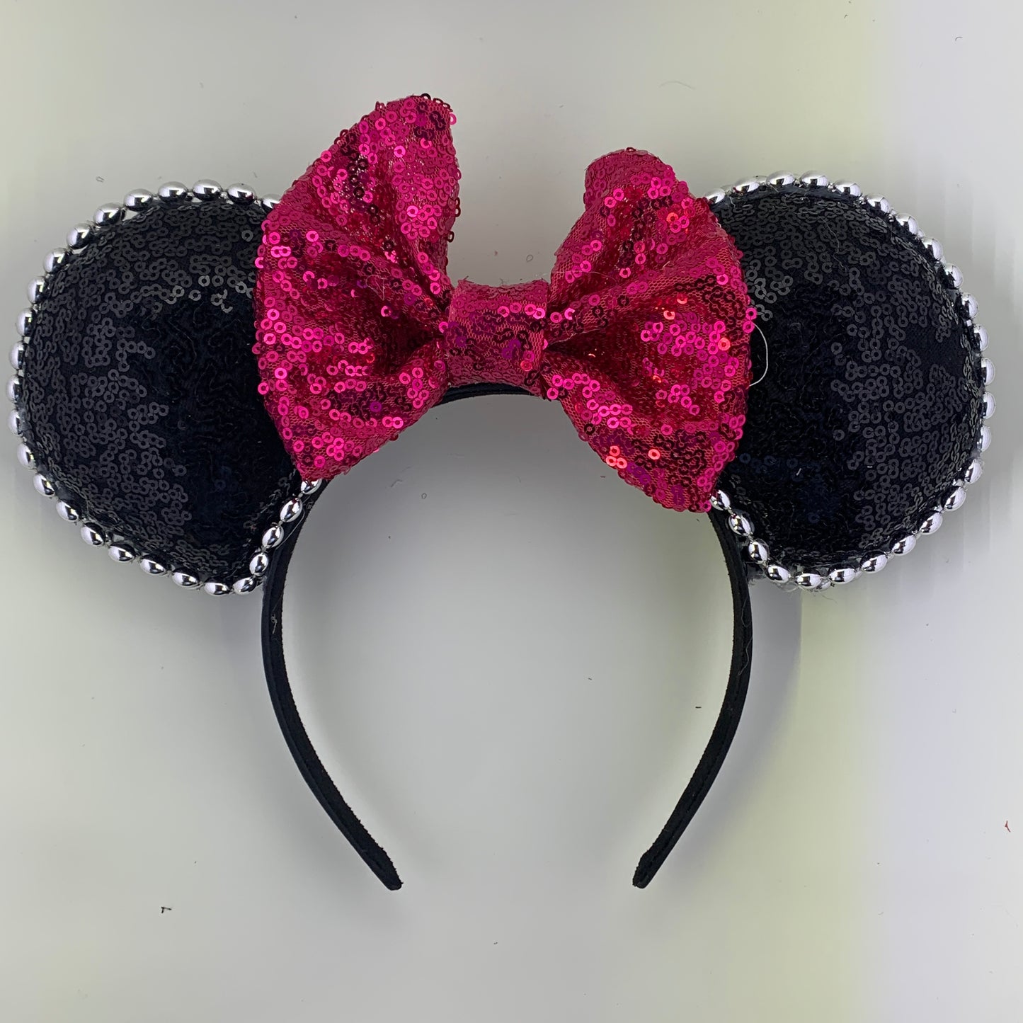 Sequin Ears For Dance Teams (Black Base | Silver Beads)
