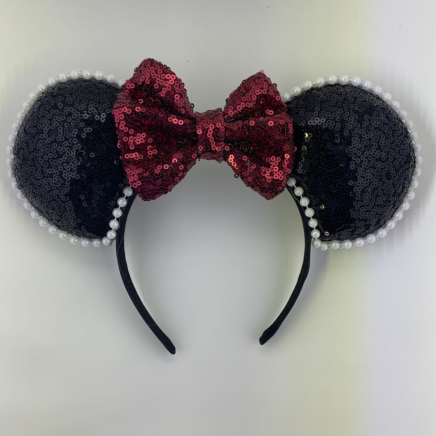 Sequin Ears For Dance Teams (Black Base | White Beads)