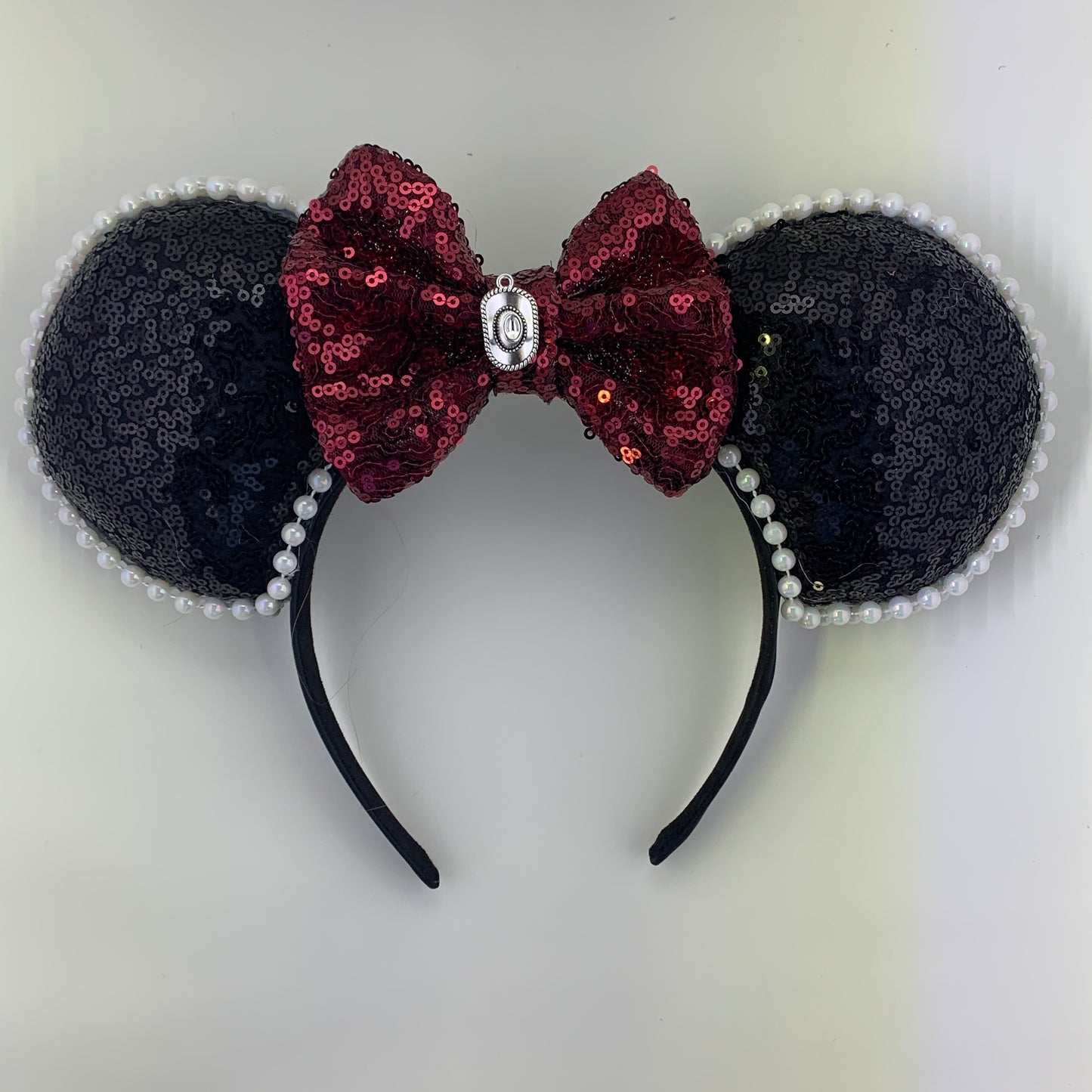 Sequin Ears For Dance Teams (Black Base | White Beads)