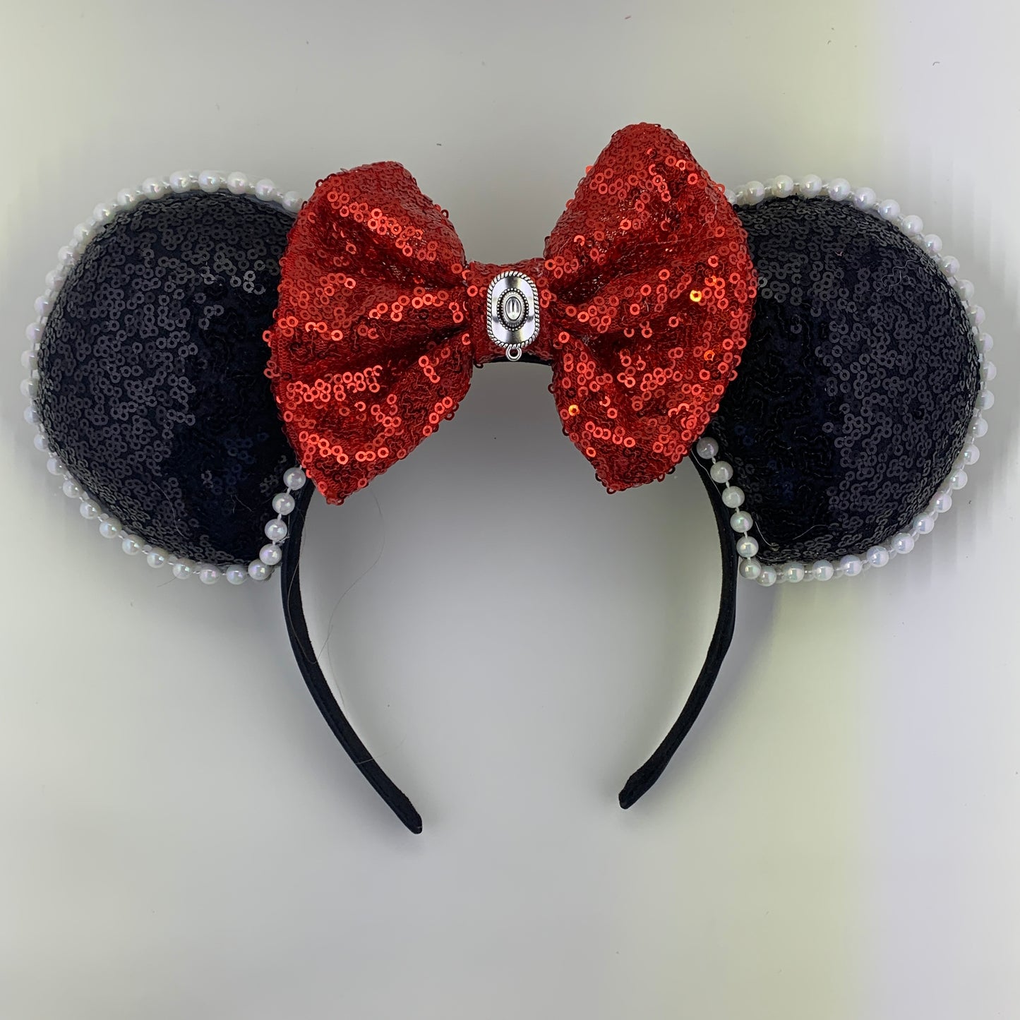 Sequin Ears For Dance Teams (Black Base | White Beads)