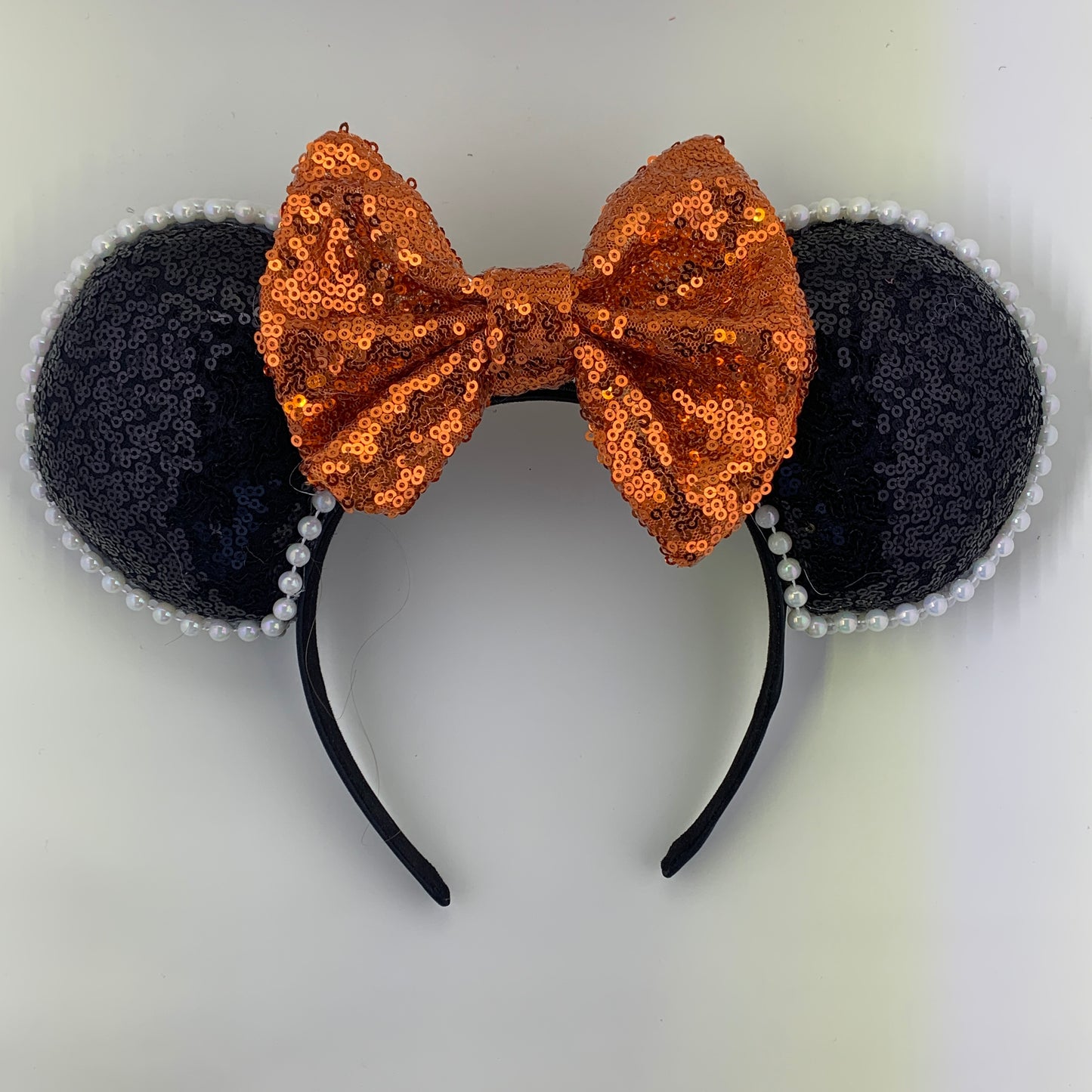 Sequin Ears For Dance Teams (Black Base | White Beads)