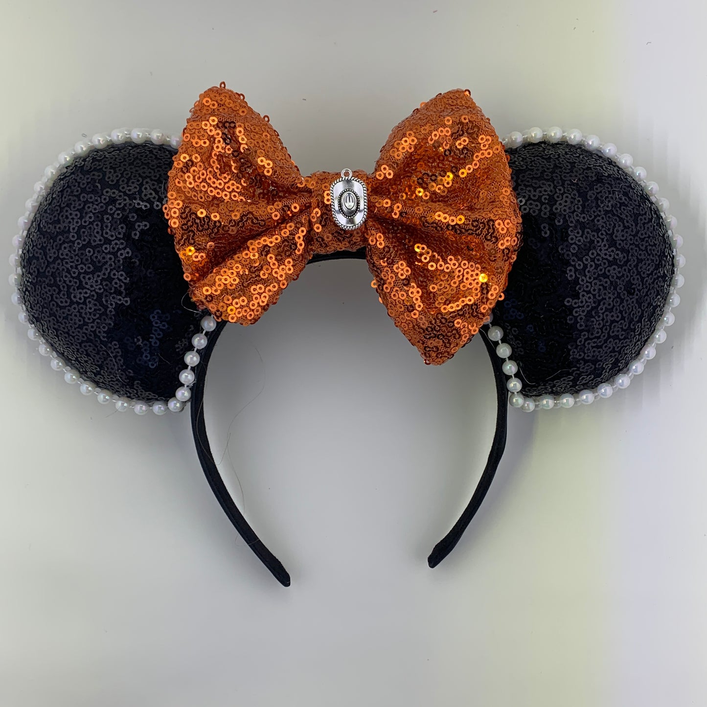 Sequin Ears For Dance Teams (Black Base | White Beads)