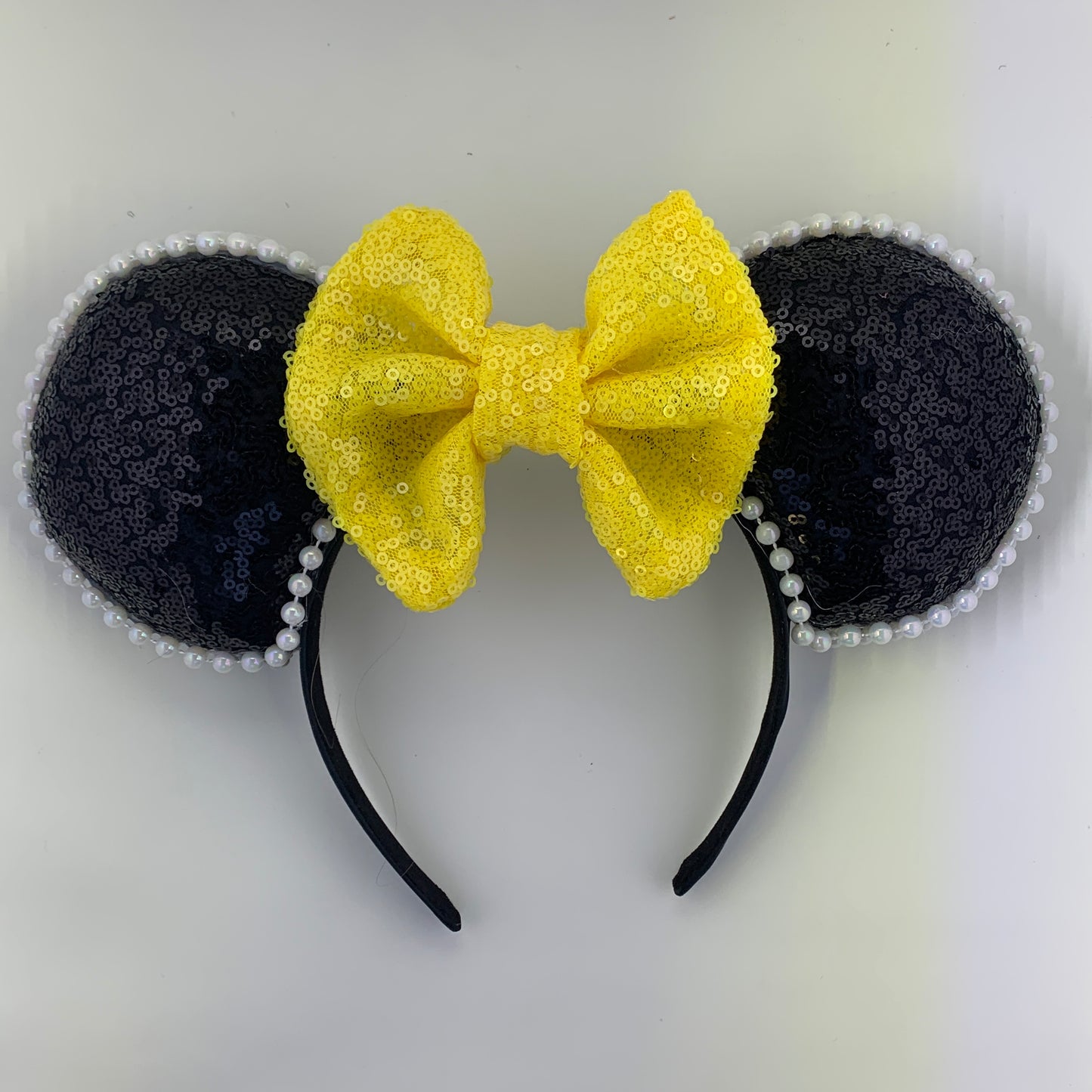 Sequin Ears For Dance Teams (Black Base | White Beads)