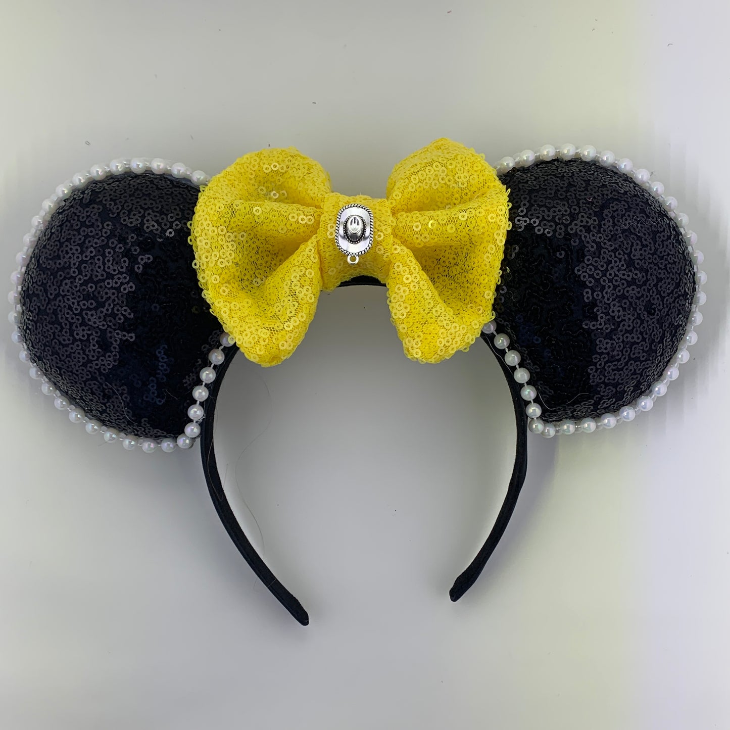 Sequin Ears For Dance Teams (Black Base | White Beads)
