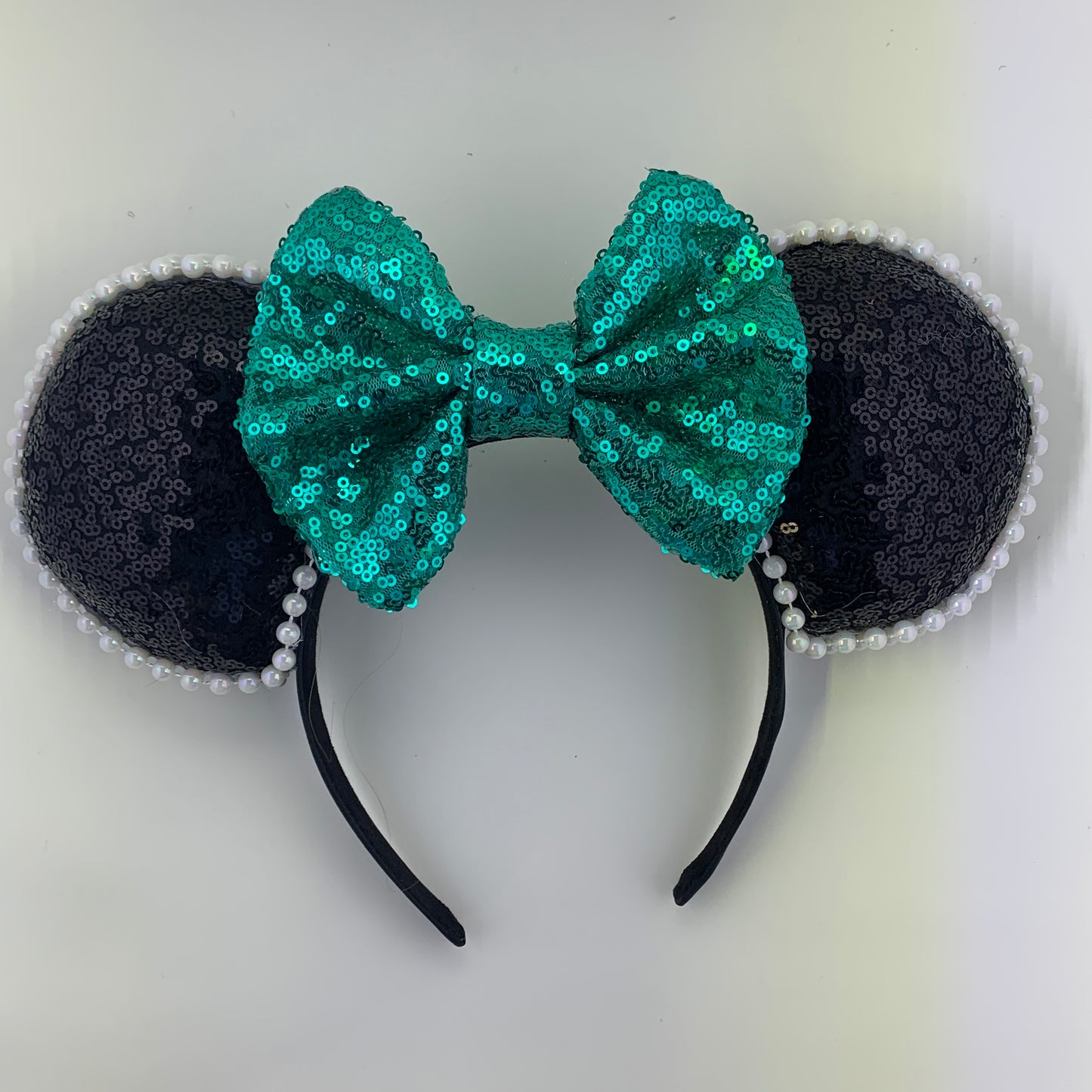 Sequin Ears For Dance Teams (Black Base | White Beads)