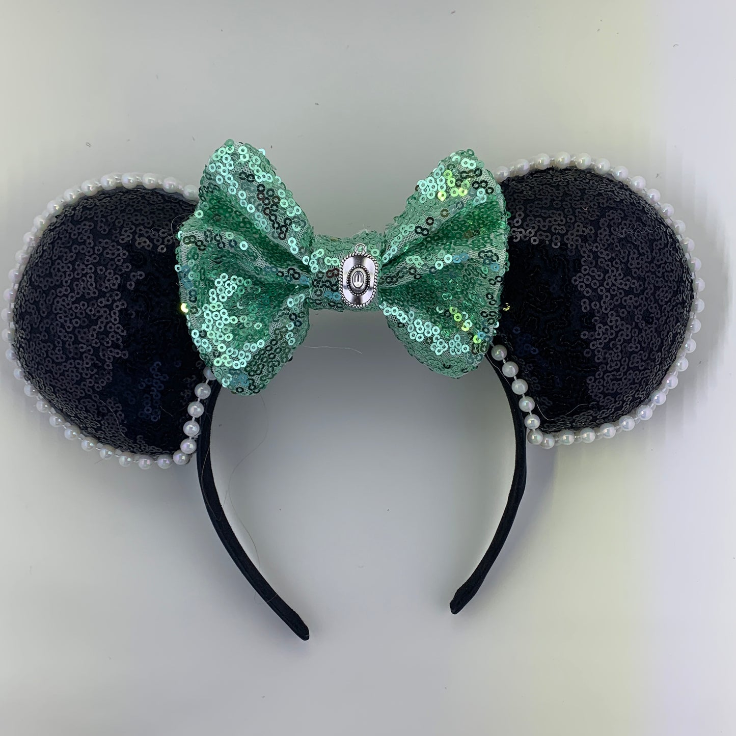Sequin Ears For Dance Teams (Black Base | White Beads)