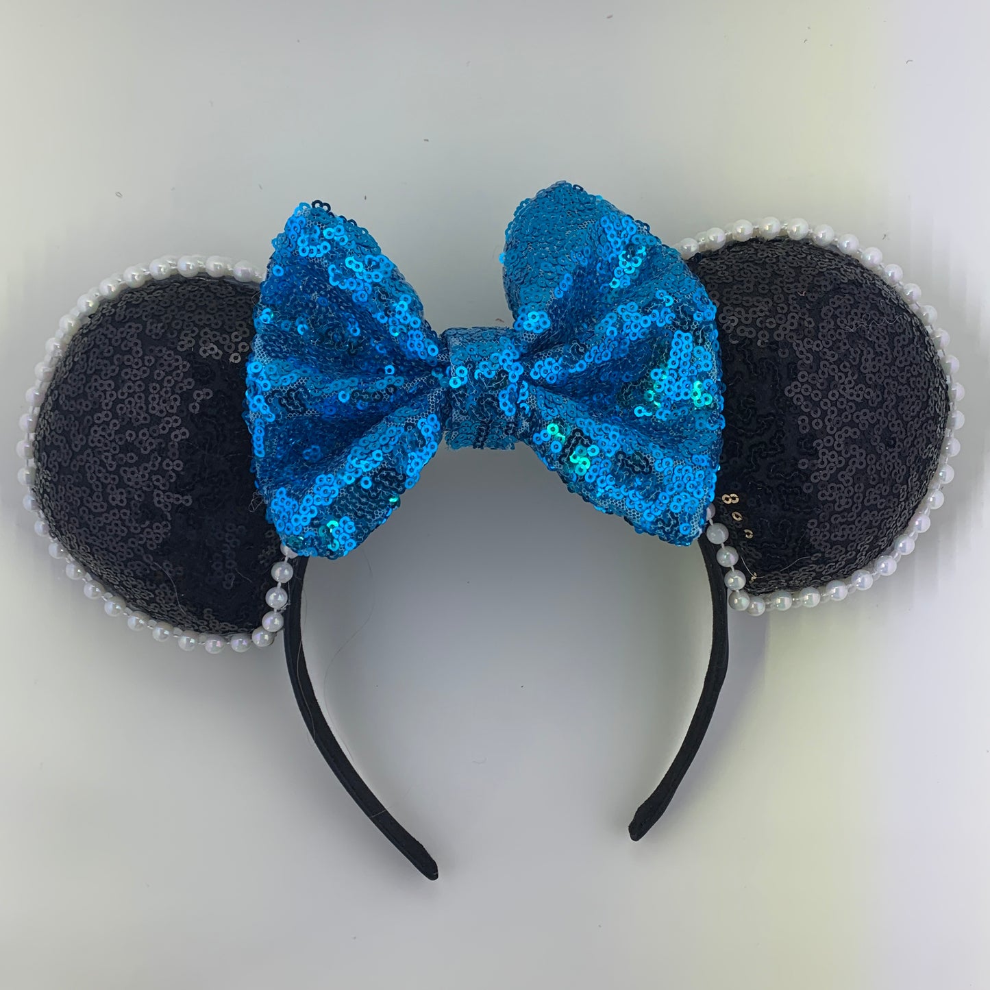 Sequin Ears For Dance Teams (Black Base | White Beads)