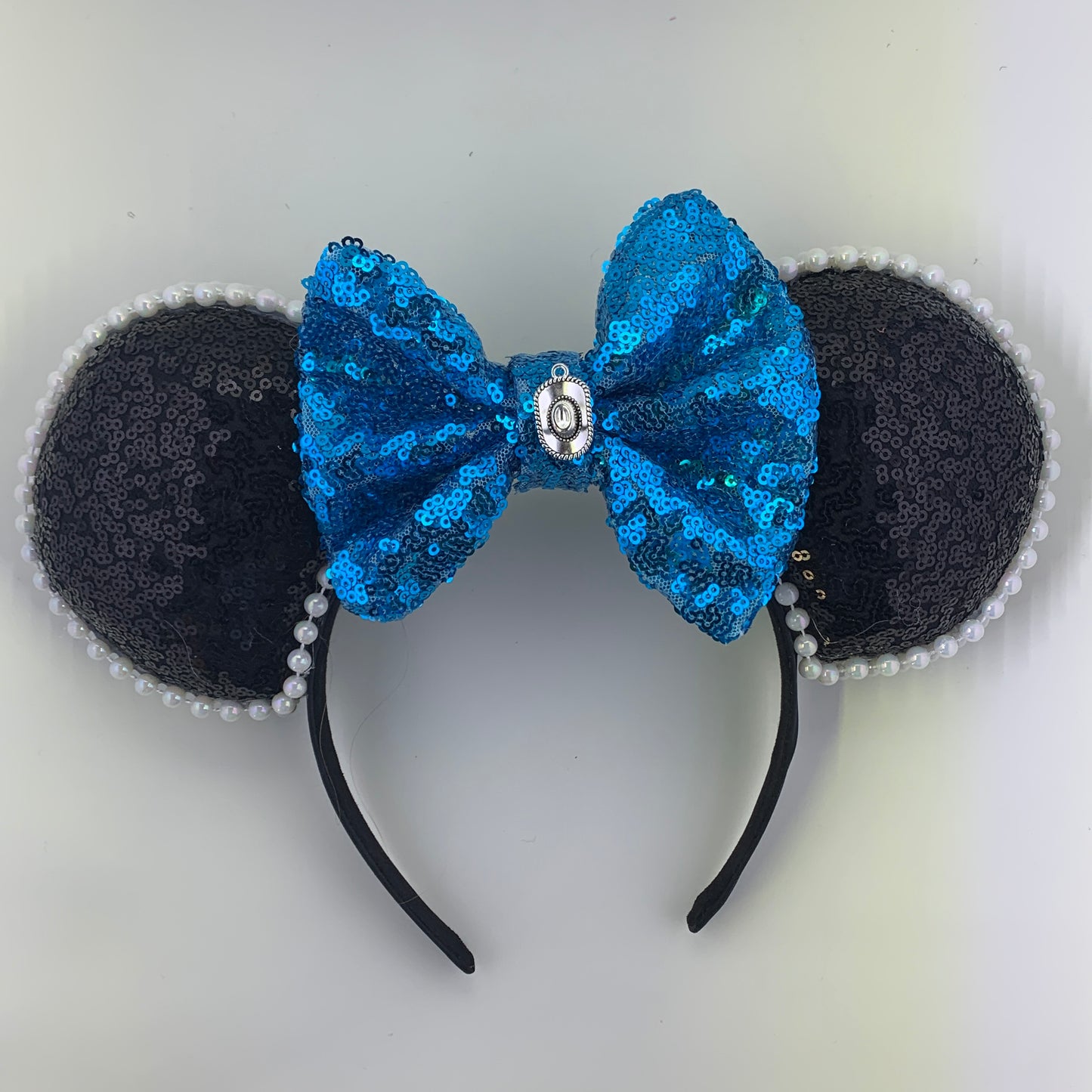 Sequin Ears For Dance Teams (Black Base | White Beads)