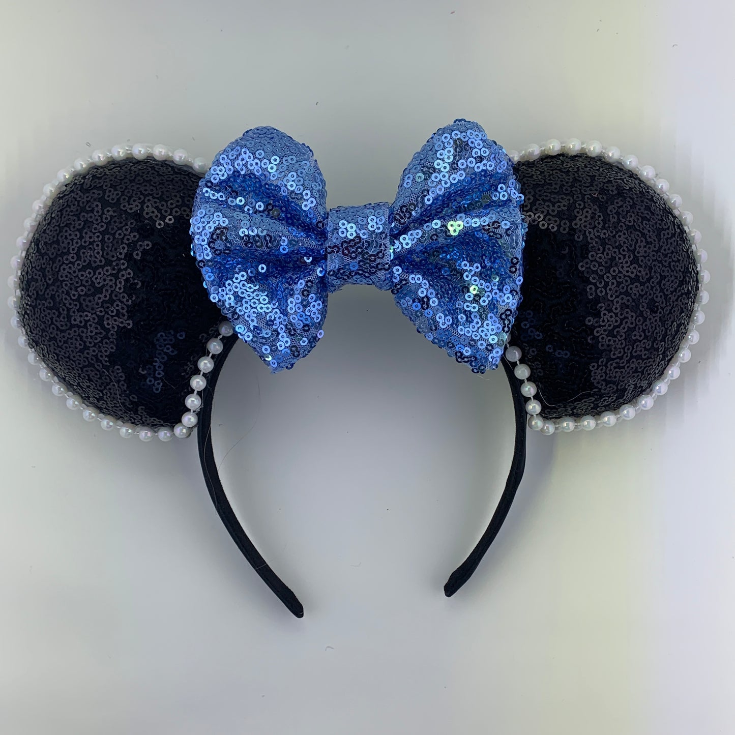 Sequin Ears For Dance Teams (Black Base | White Beads)