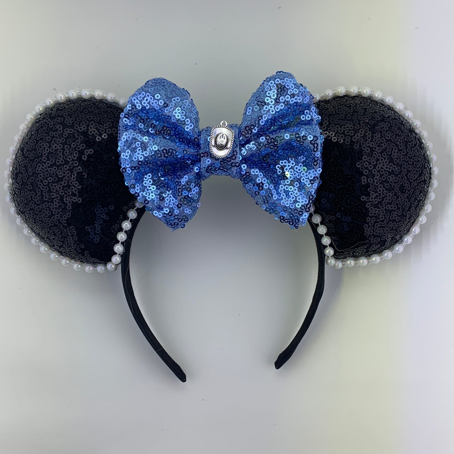 Sequin Ears For Dance Teams (Black Base | White Beads)