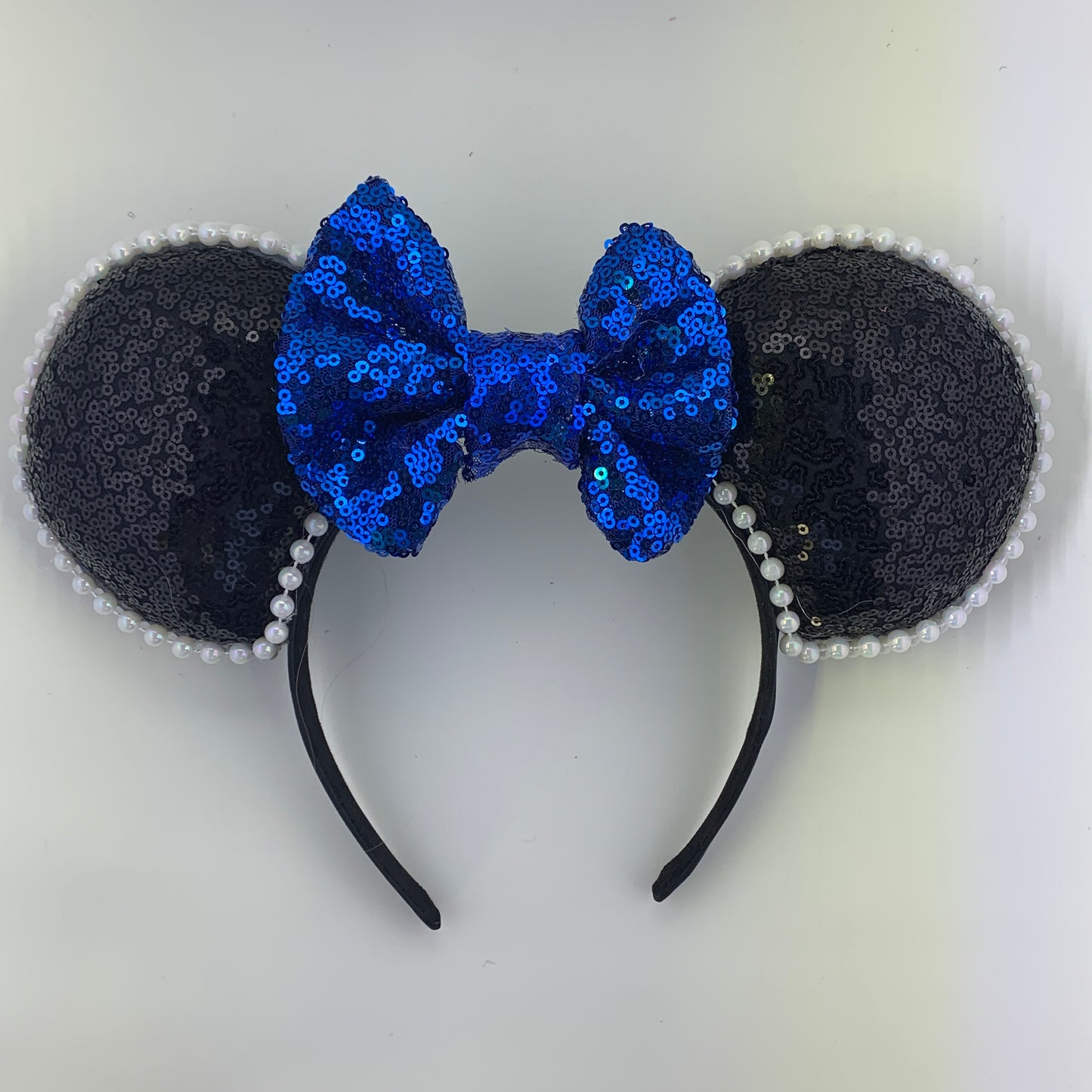 Sequin Ears For Dance Teams (Black Base | White Beads)