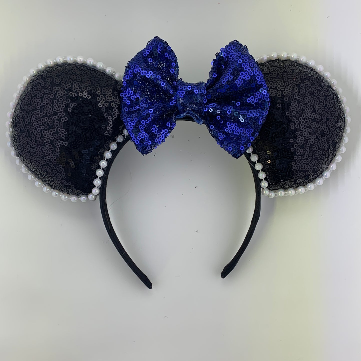Sequin Ears For Dance Teams (Black Base | White Beads)
