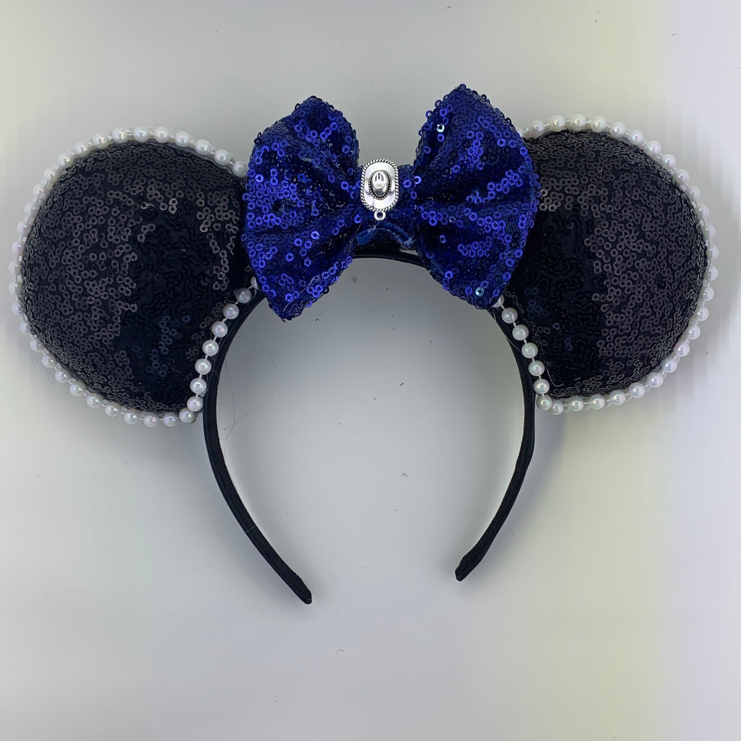 Sequin Ears For Dance Teams (Black Base | White Beads)