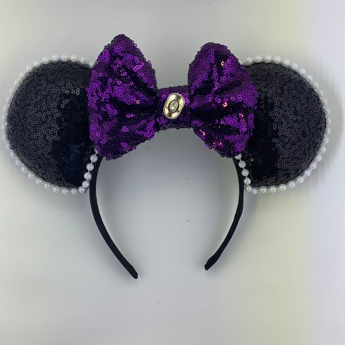 Sequin Ears For Dance Teams (Black Base | White Beads)