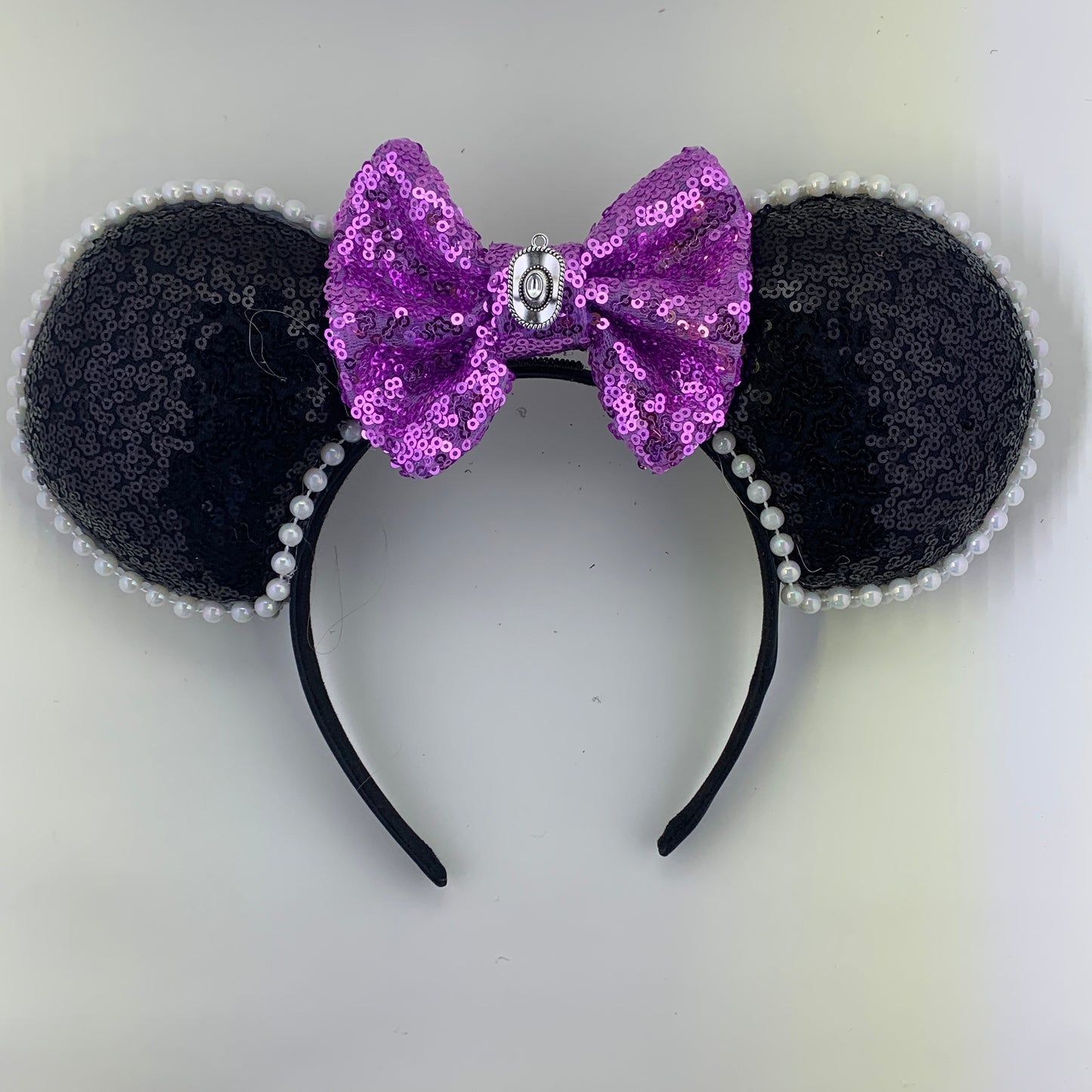 Sequin Ears For Dance Teams (Black Base | White Beads)