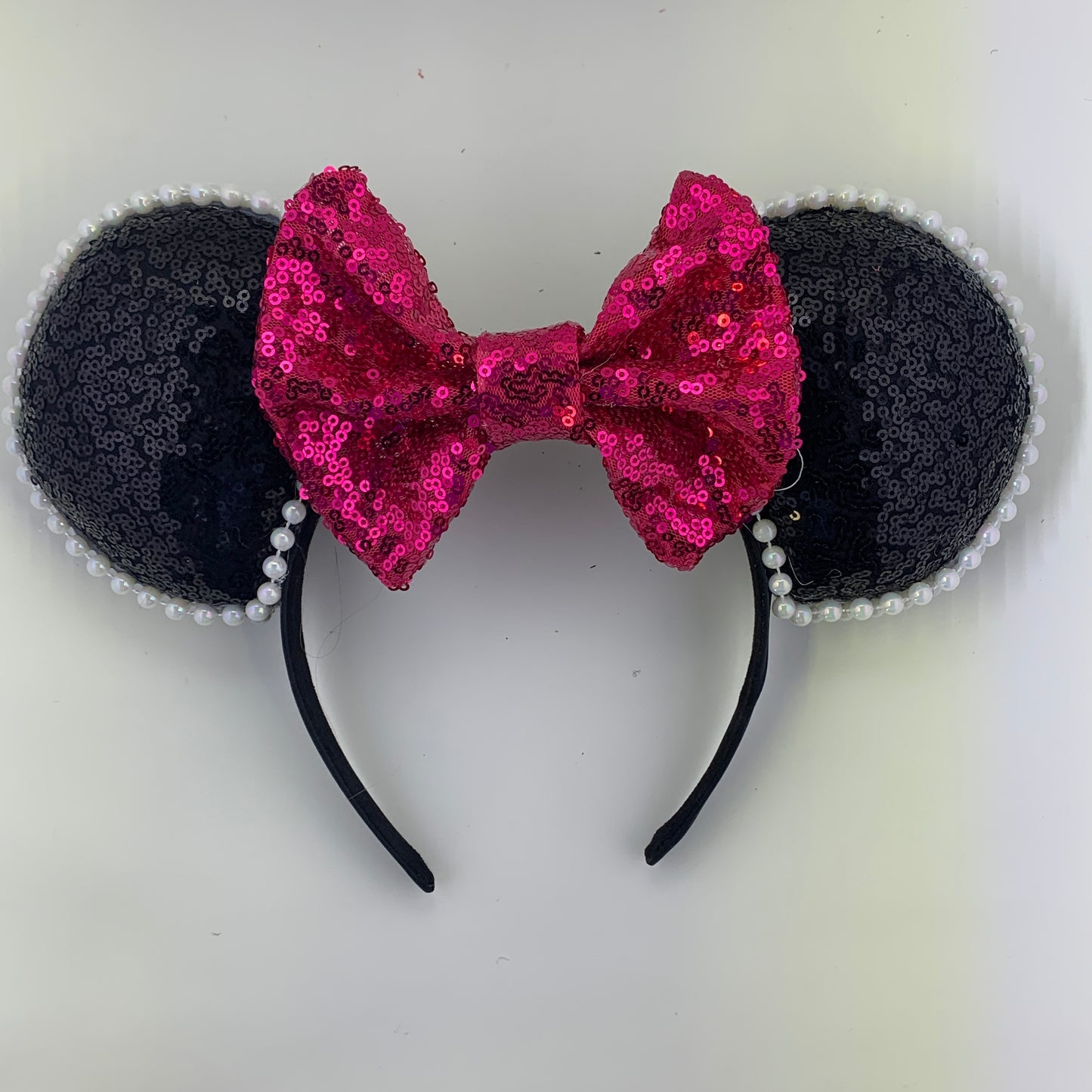 Sequin Ears For Dance Teams (Black Base | White Beads)