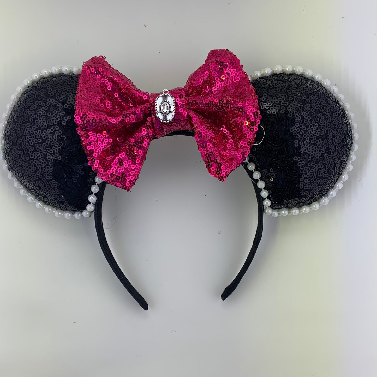 Sequin Ears For Dance Teams (Black Base | White Beads)