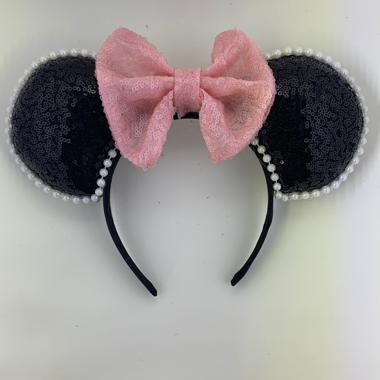 Sequin Ears For Dance Teams (Black Base | White Beads)