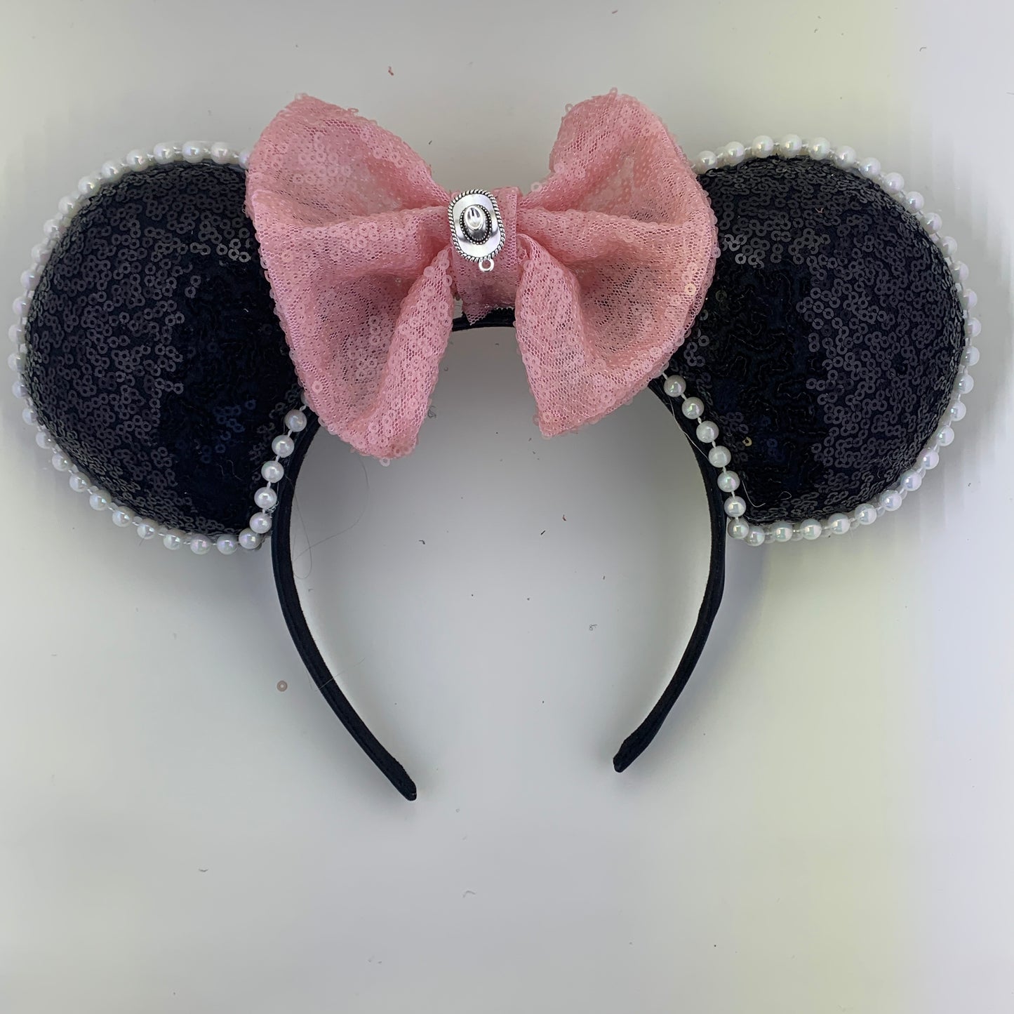 Sequin Ears For Dance Teams (Black Base | White Beads)