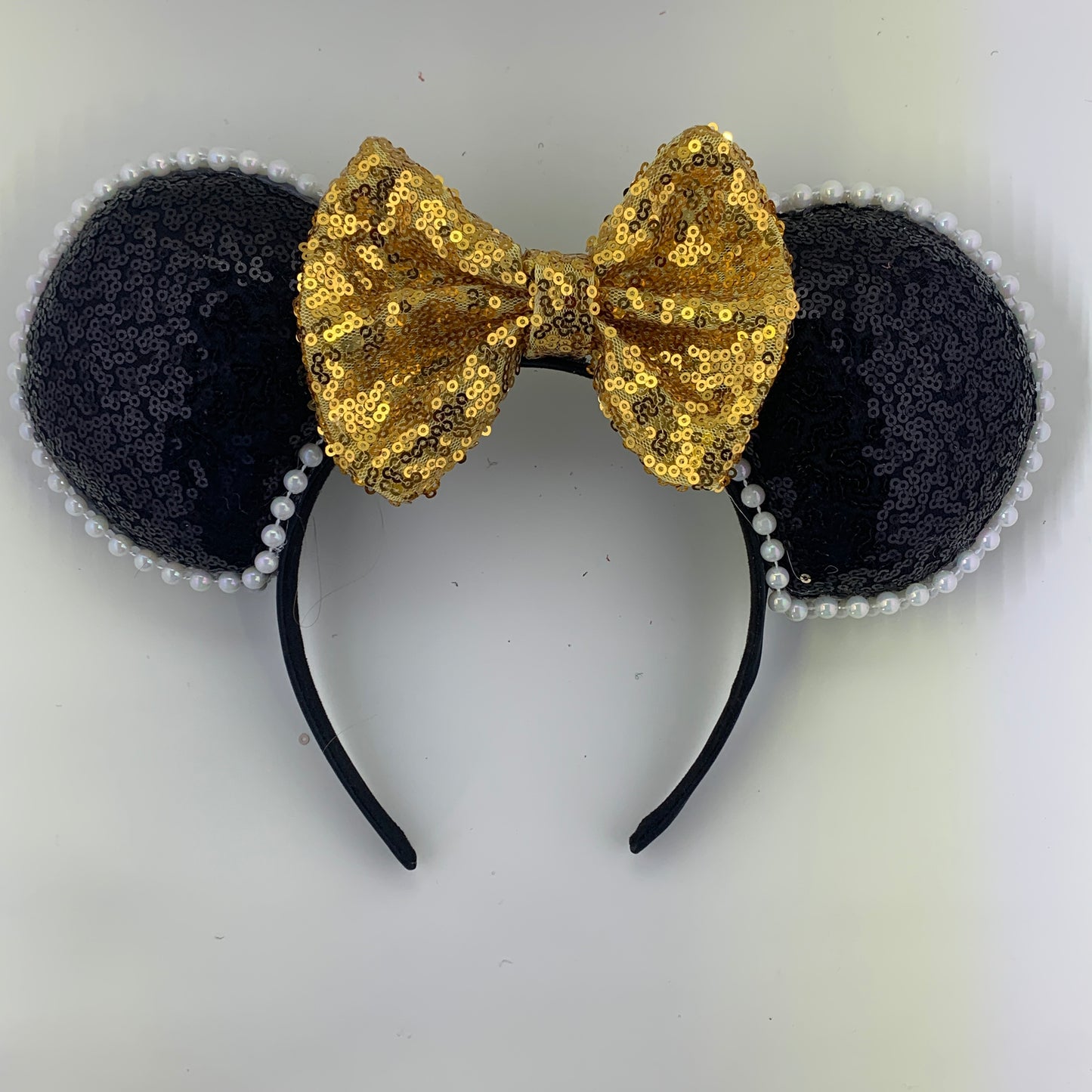 Sequin Ears For Dance Teams (Black Base | White Beads)