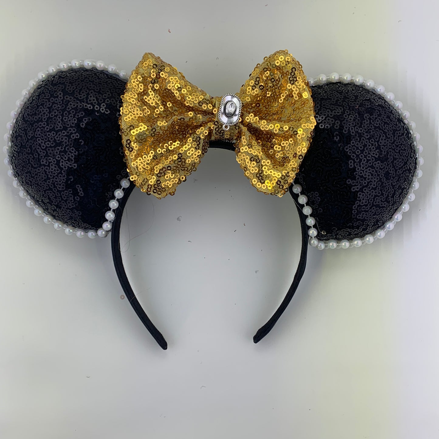 Sequin Ears For Dance Teams (Black Base | White Beads)