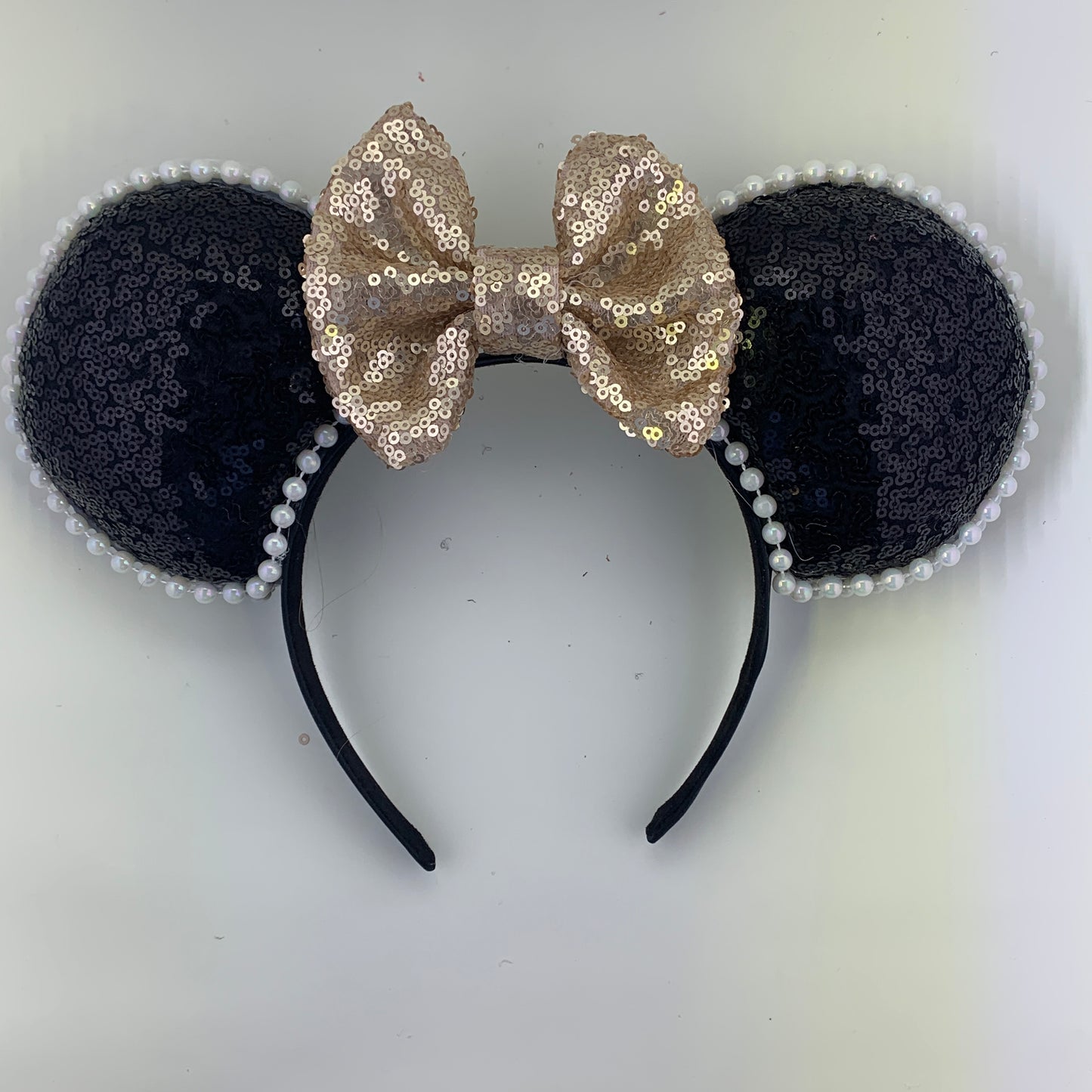 Sequin Ears For Dance Teams (Black Base | White Beads)