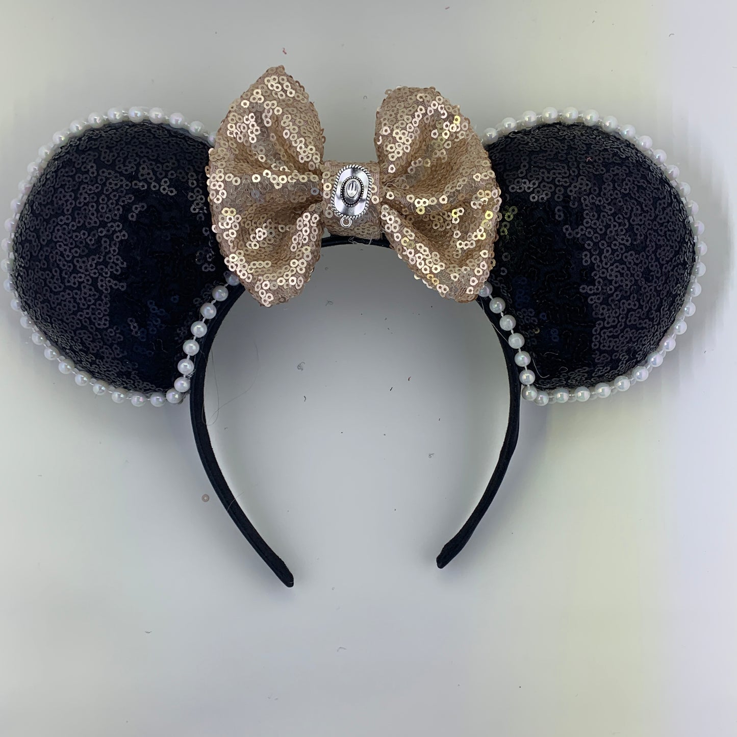 Sequin Ears For Dance Teams (Black Base | White Beads)