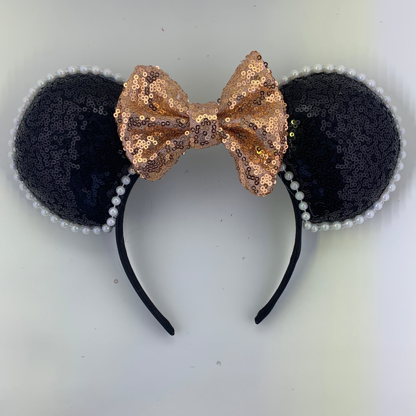 Sequin Ears For Dance Teams (Black Base | White Beads)