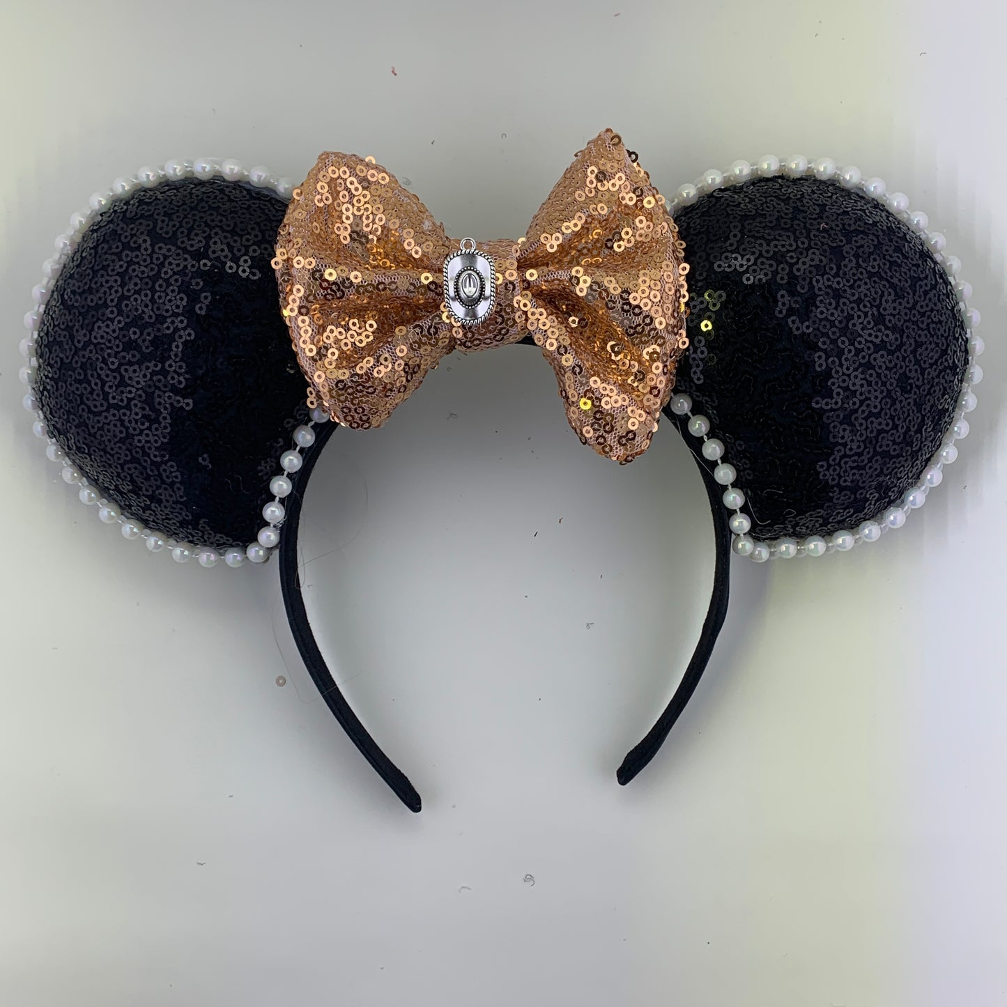 Sequin Ears For Dance Teams (Black Base | White Beads)