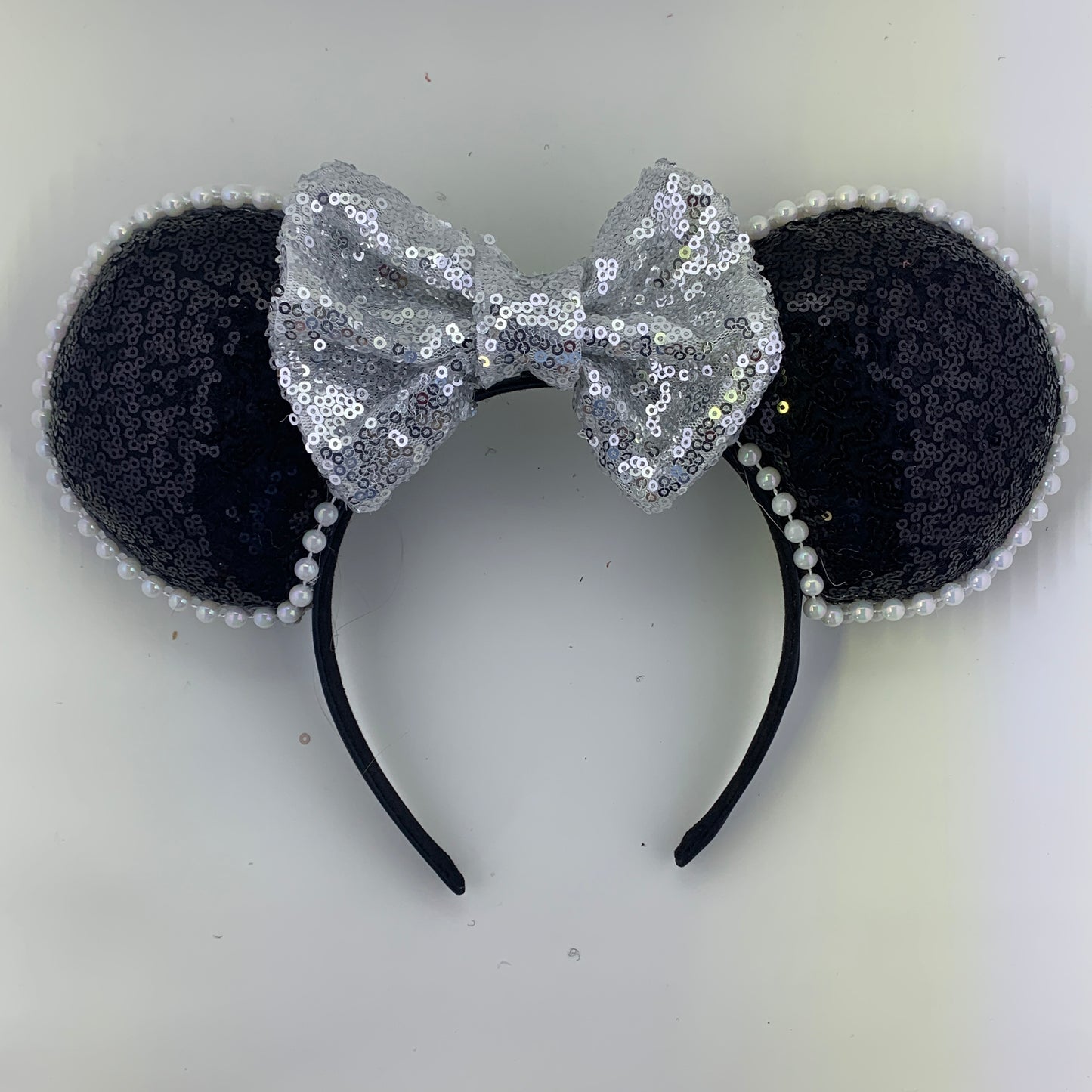 Sequin Ears For Dance Teams (Black Base | White Beads)