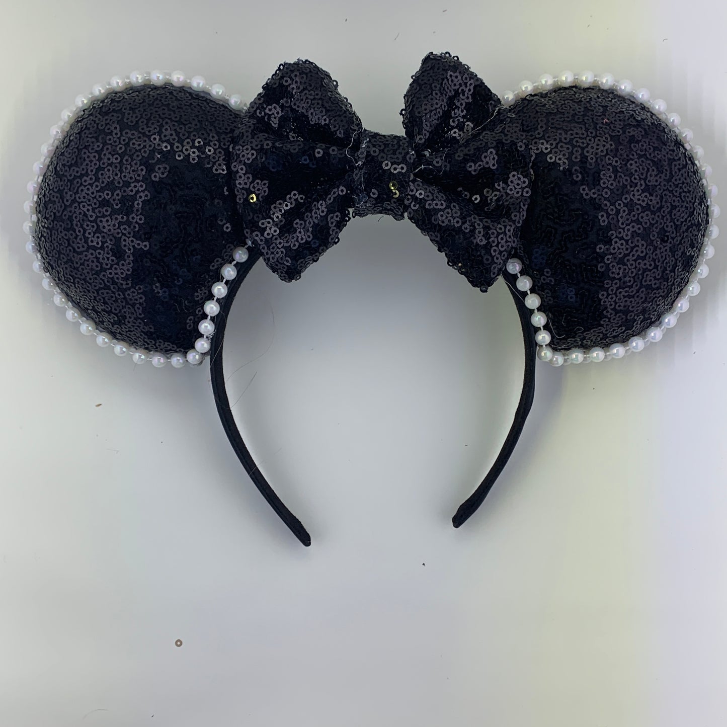 Sequin Ears For Dance Teams (Black Base | White Beads)