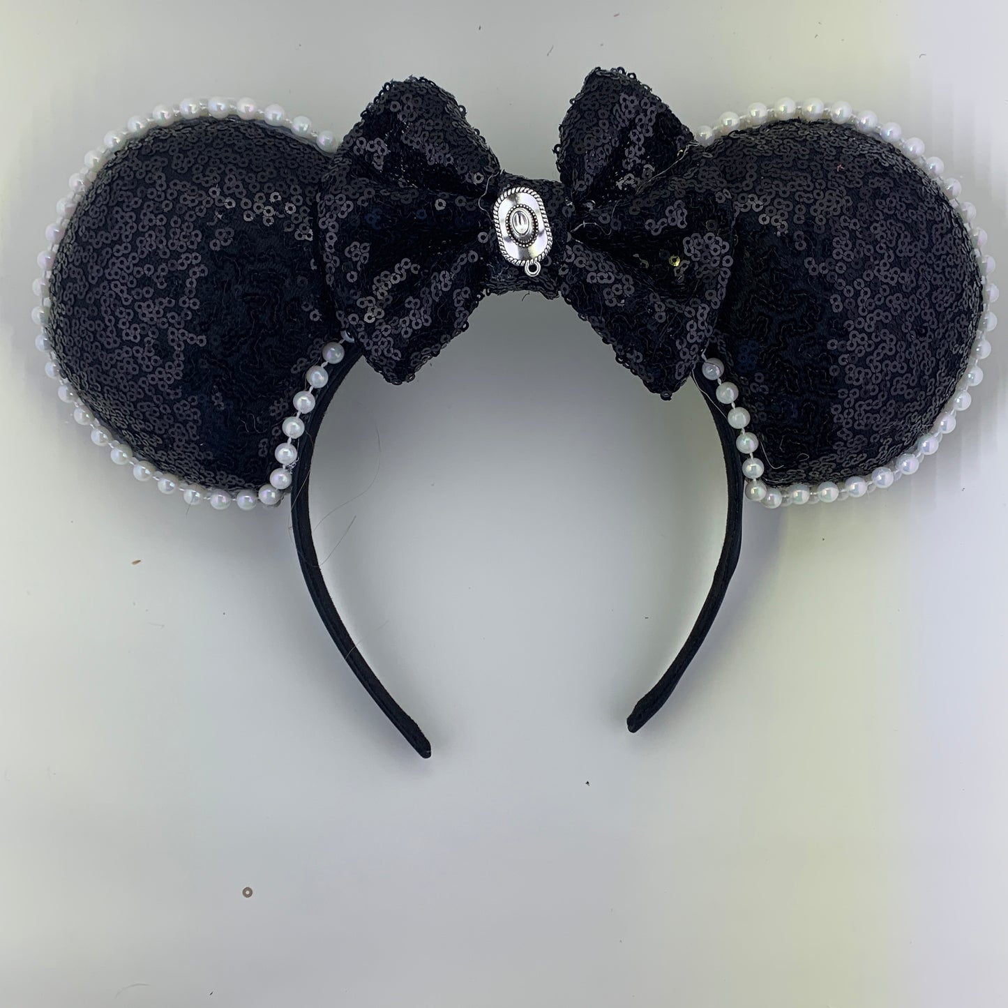 Sequin Ears For Dance Teams (Black Base | White Beads)